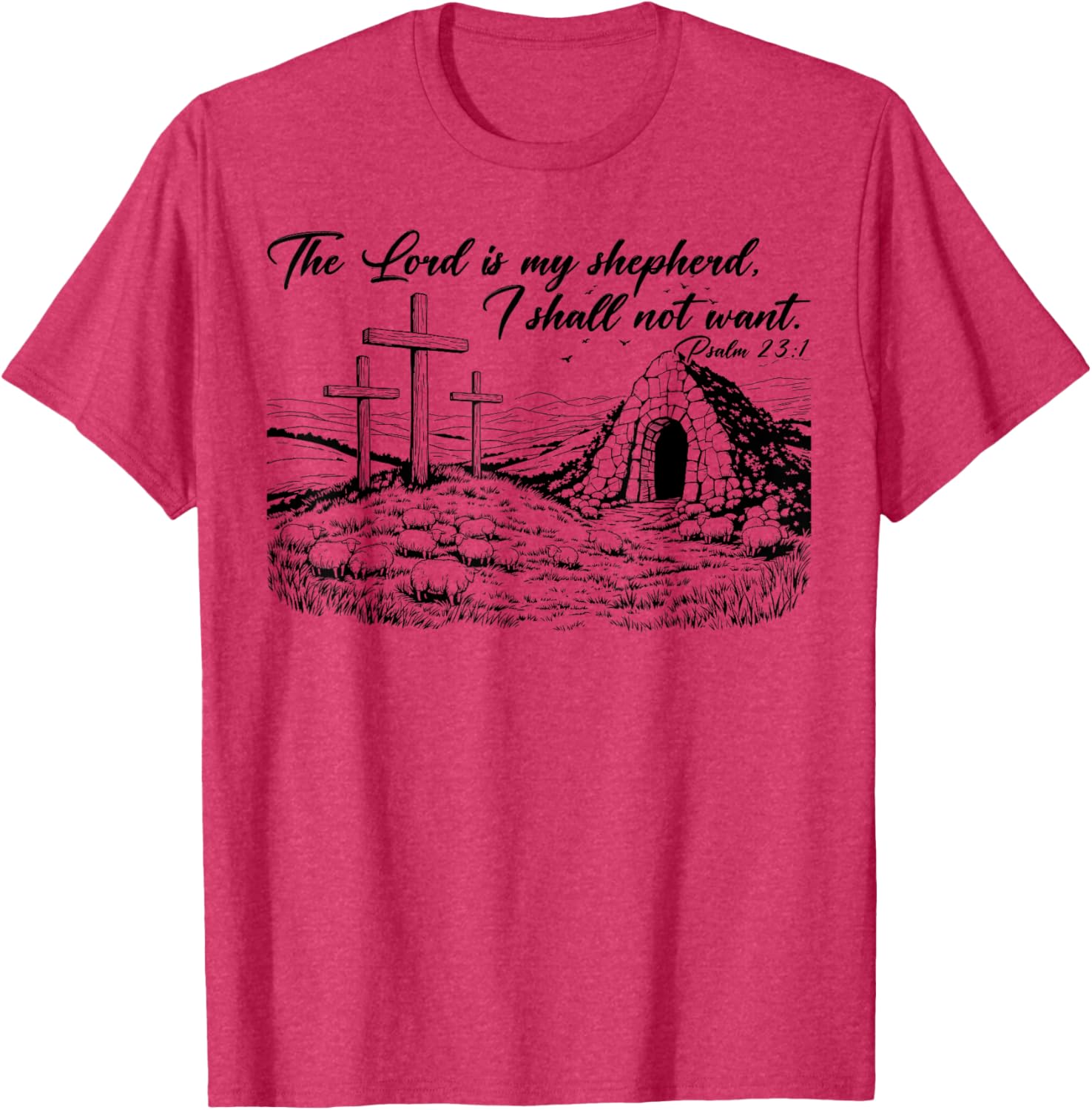 Happy Easter Christian T-Shirt The Lord Is My Shepherd Design - 3