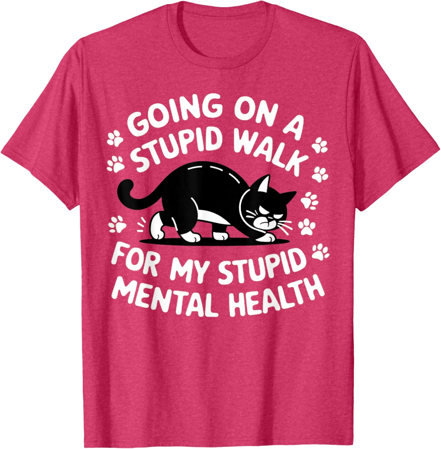 Funny Cat Walking T-Shirt for Mental Health Awareness and Good Vibes - 2