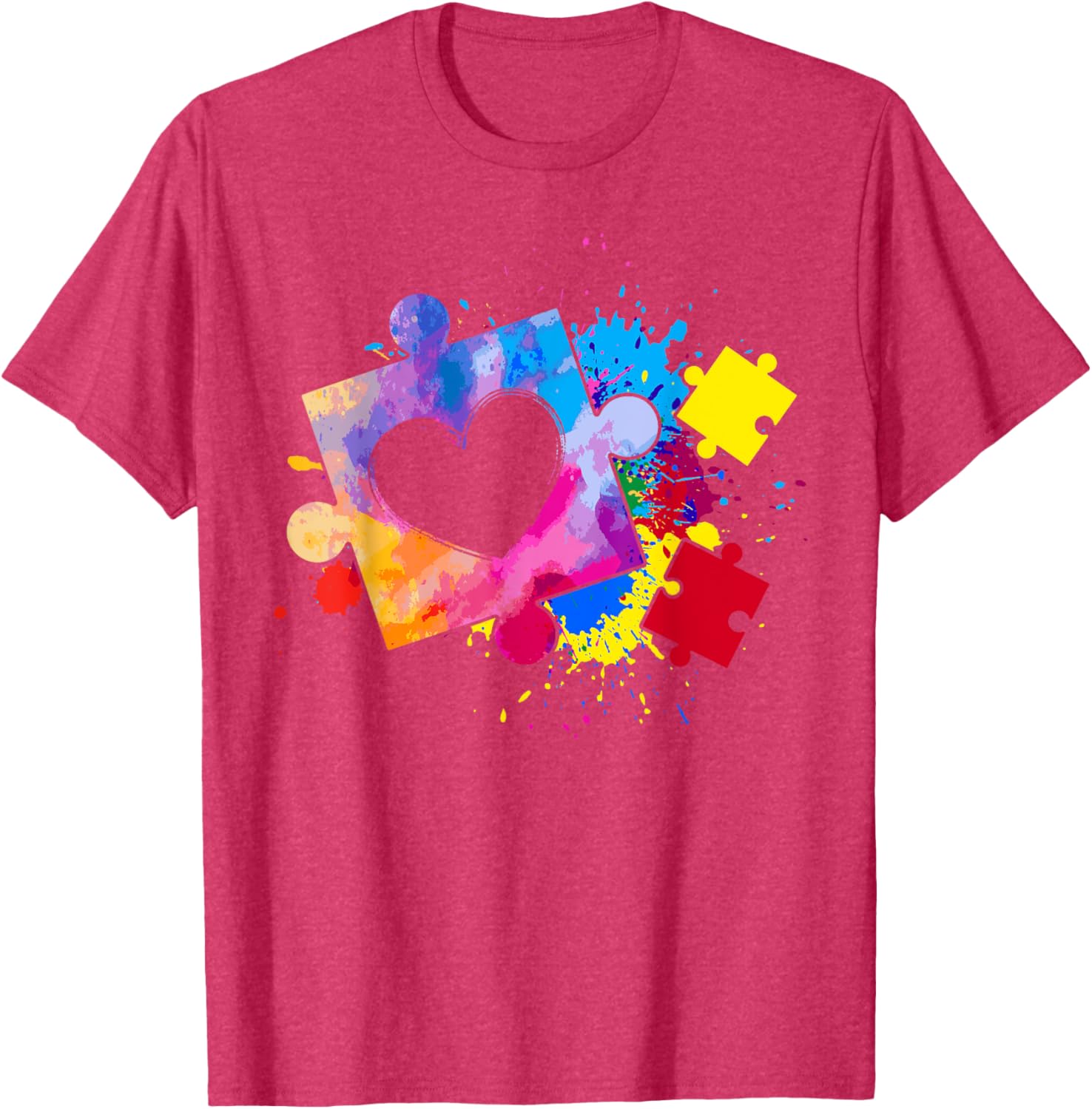 Autism Awareness Tie Dye Puzzle Piece Heart Kids T-Shirt for Boys and Girls - 8