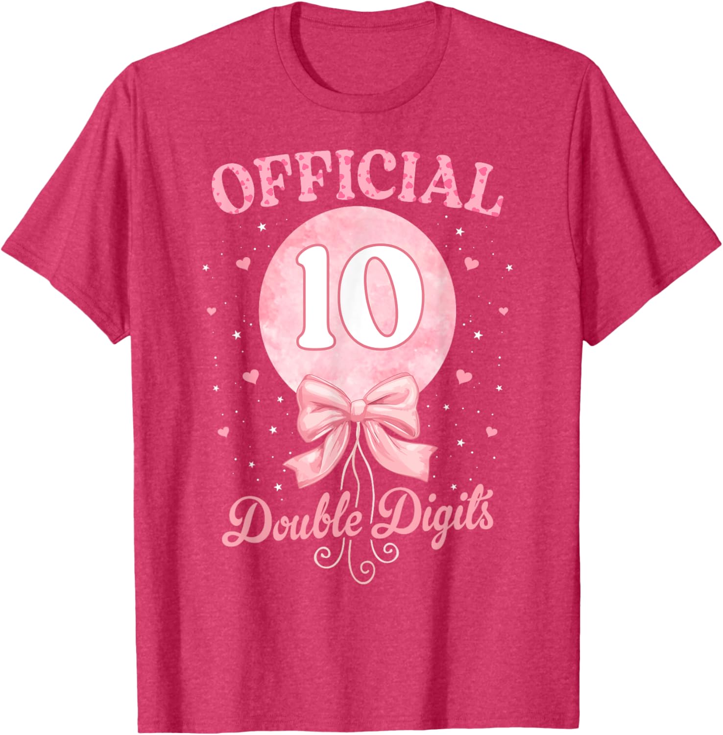 Pink Coquette Bow T-Shirt for 10 Year Old Birthday Girl Celebration - 15