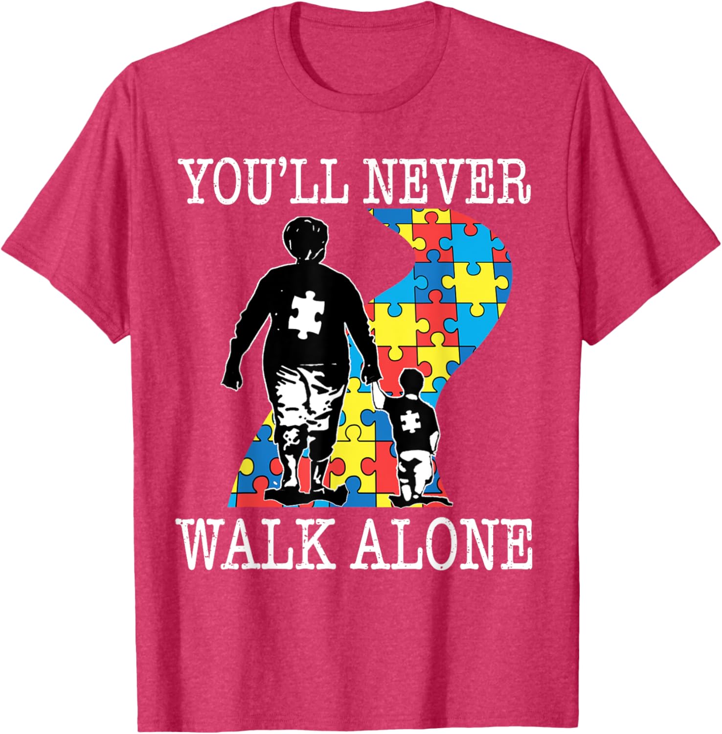 Autism Grandma Support Alone Puzzle You'll Never Walk T-Shirt for Comfort - 5