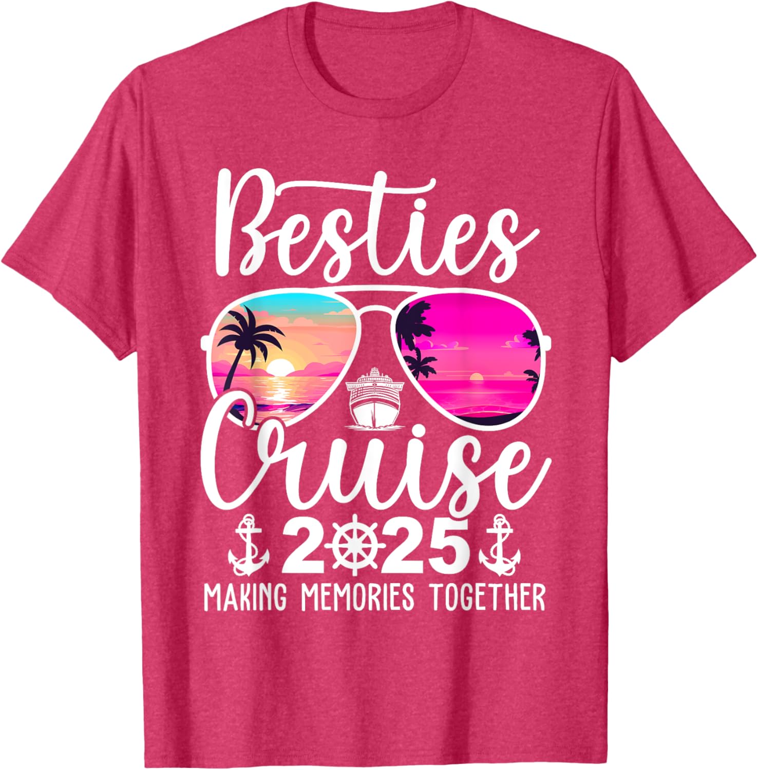 Besties Cruise 2025 Summer Vacation T-Shirt for Fun Travel Memories - 22