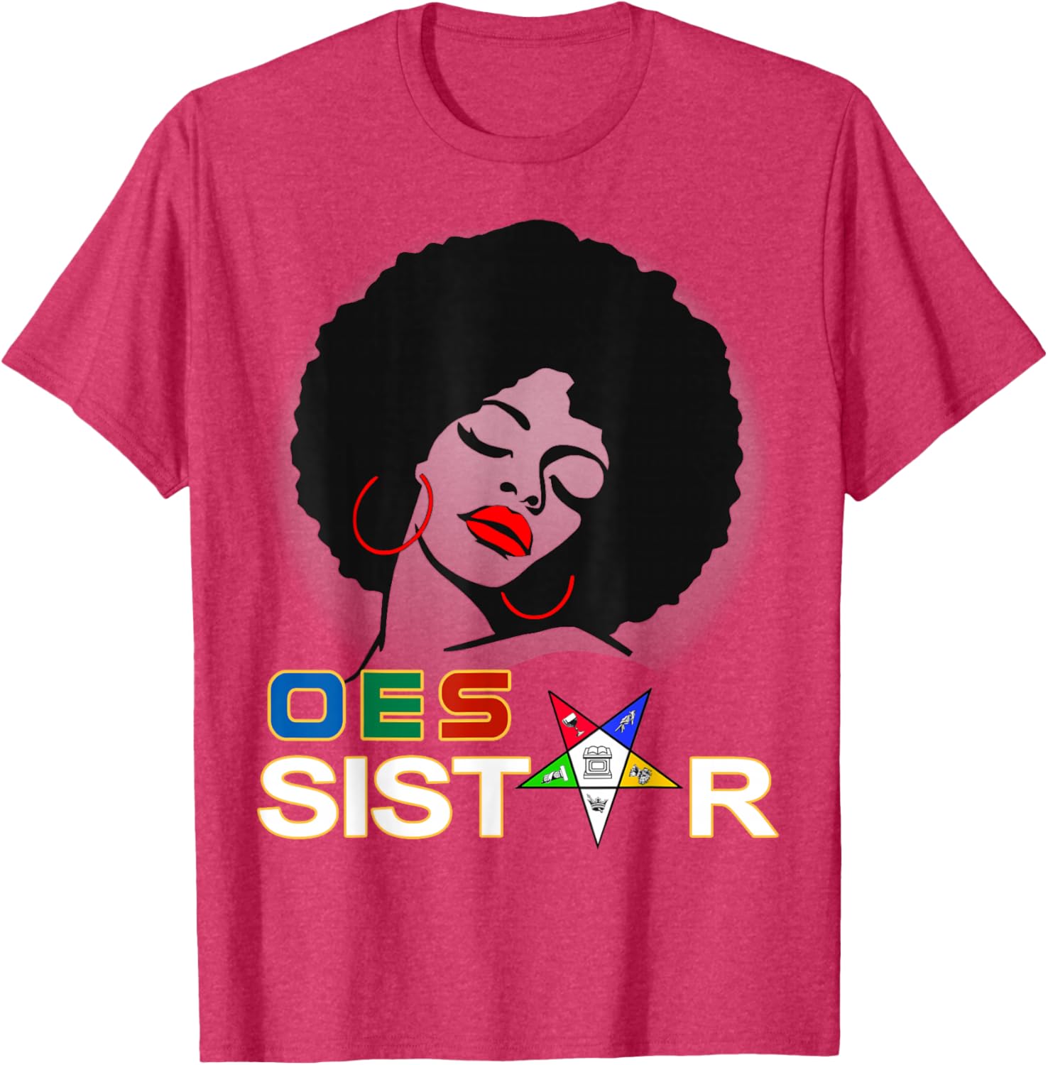 Beautiful Red Afro Earrings and Sistar Eastern Star T-Shirt for Girls - 25