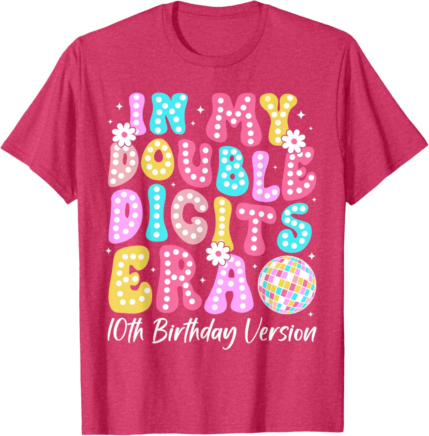 Retro 10th Birthday Girls T-Shirt In My Double Digits Era Design - 11