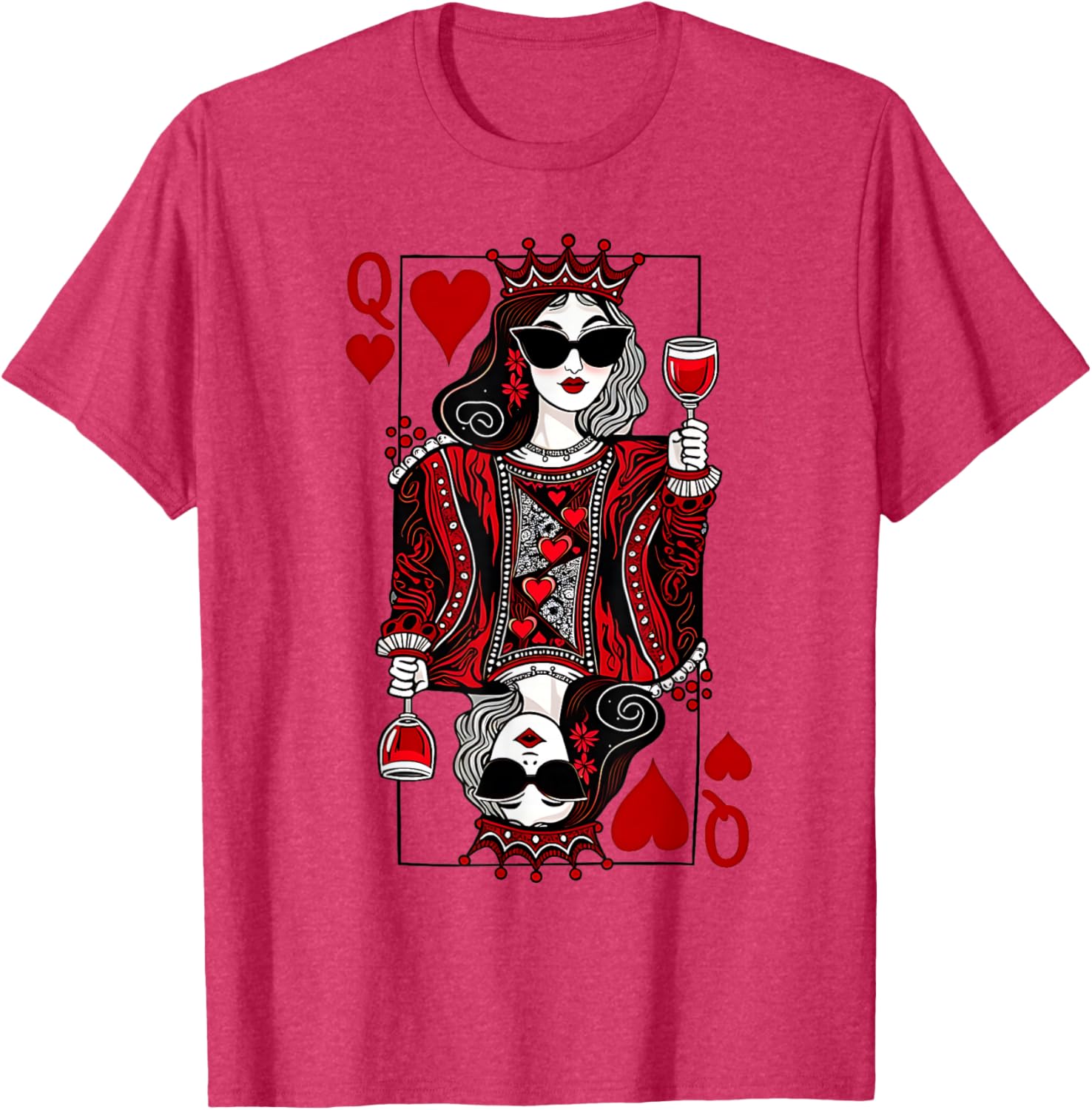 Queen of Hearts Wine Lover T-Shirt for Women - Perfect Gift Idea! - 6