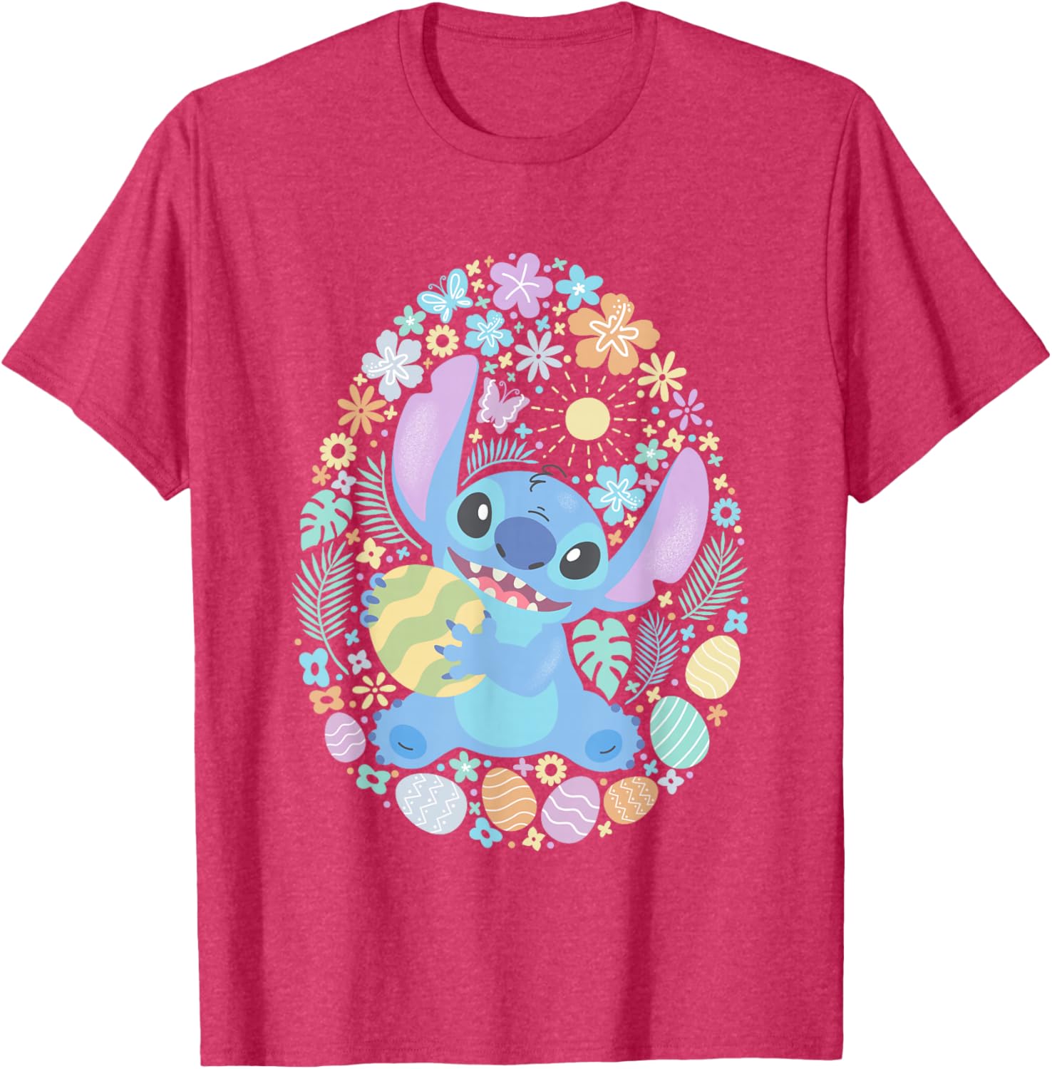 Disney Lilo & Stitch Easter Eggs Floral Portrait T-Shirt for Fans - 7