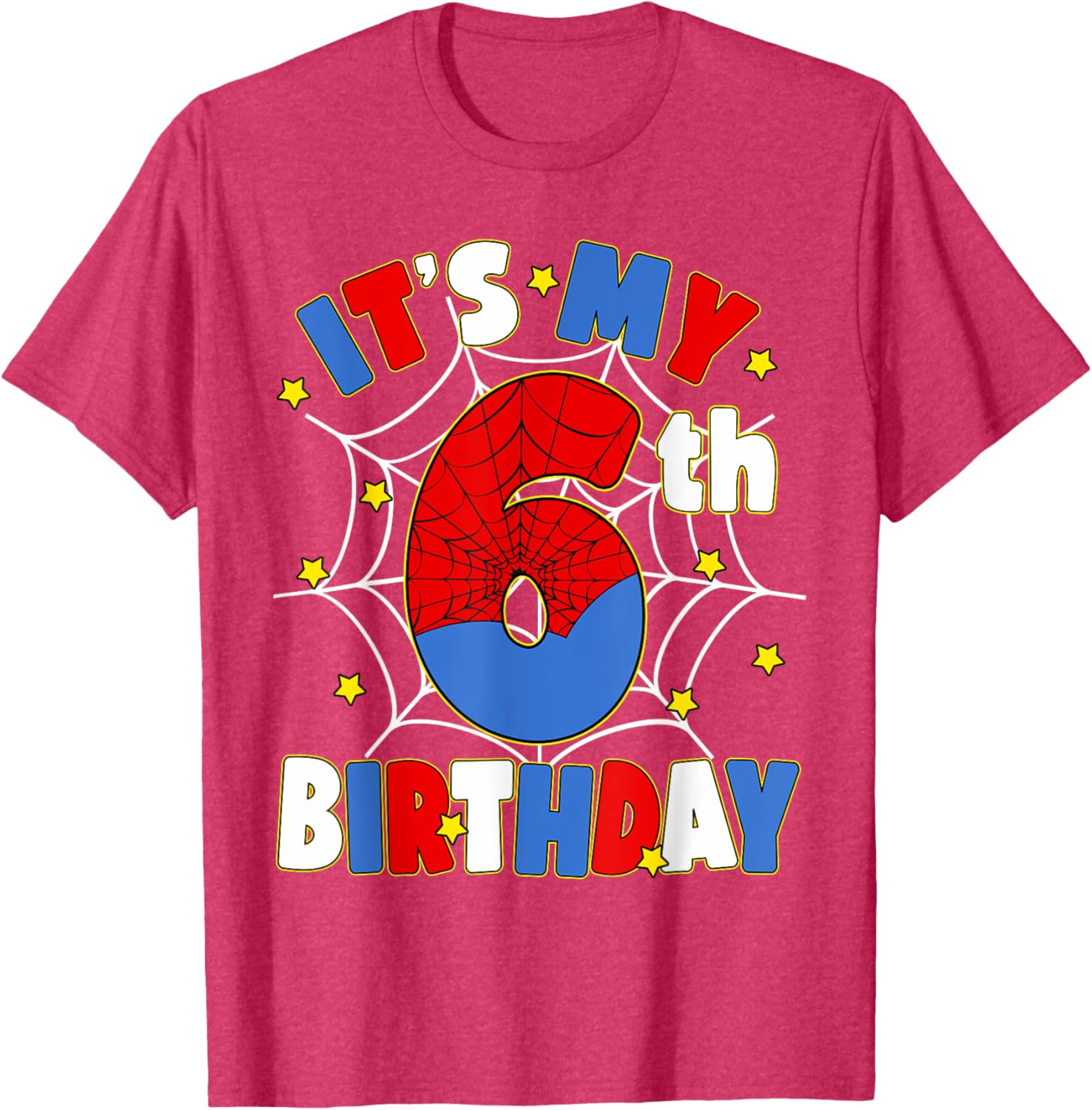 Kids Boys Spider Theme 6th Birthday Party T-Shirt for Fun Celebrations - 7