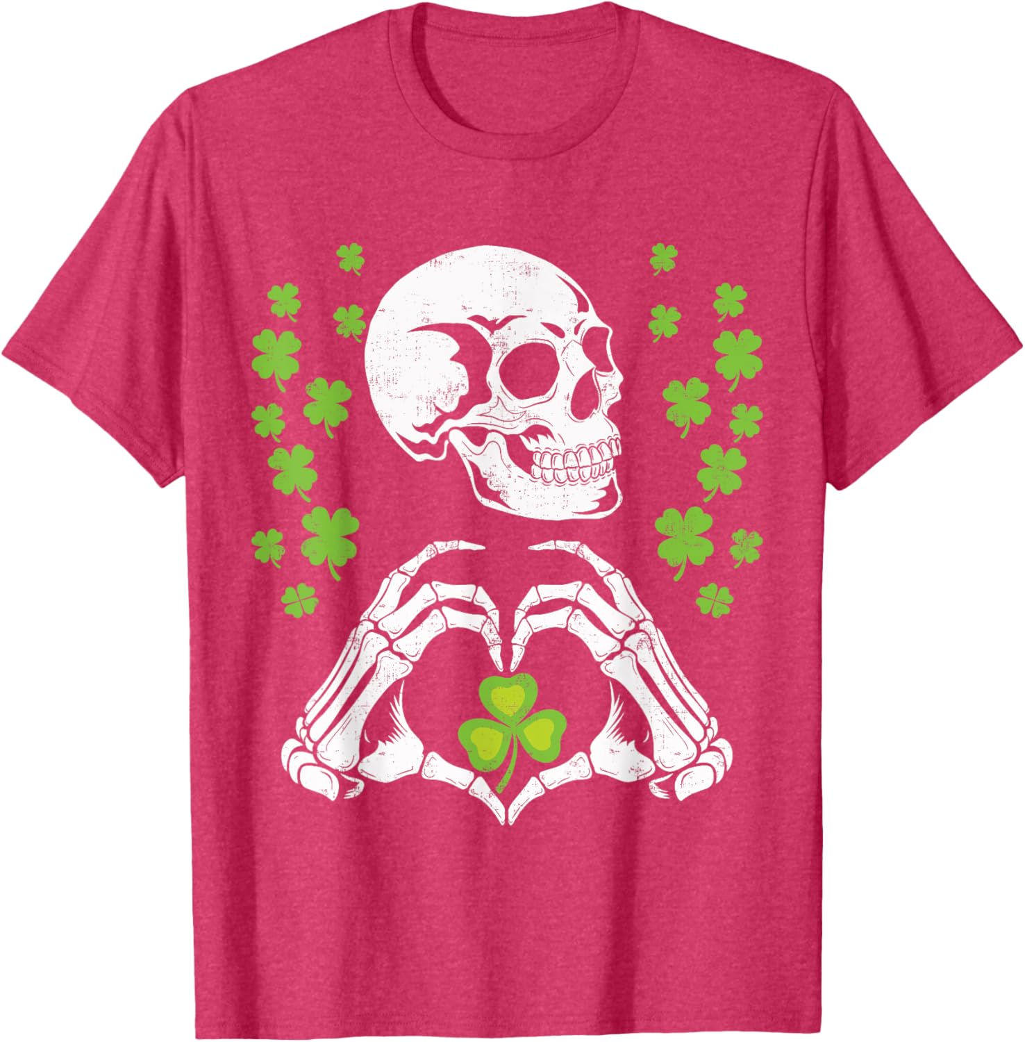 St Patrick's Day Skeleton Skull Heart Shamrock T-Shirt for Festive Fun - 11