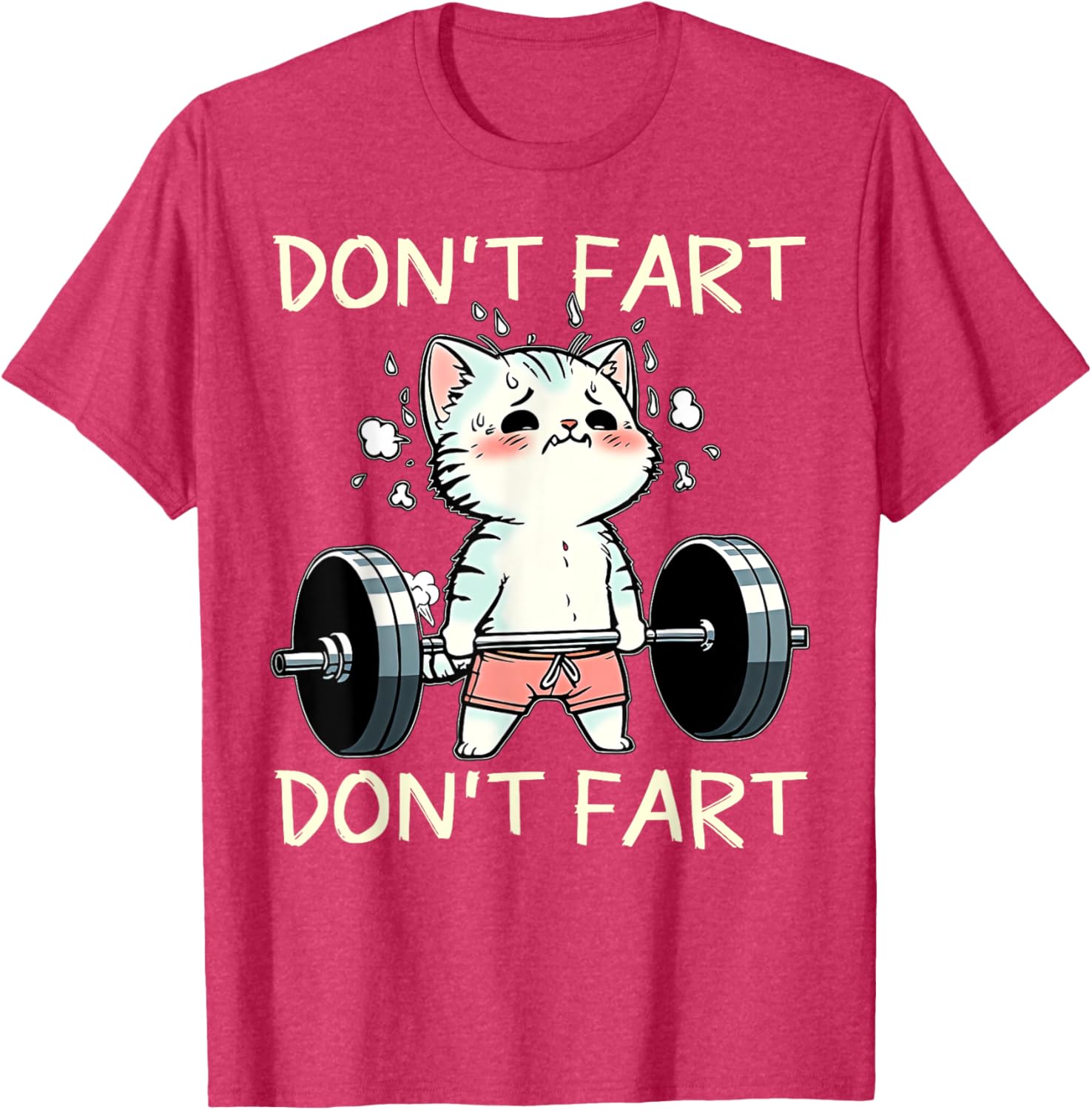 Funny Don't Fart Cat Weight Lifting T-Shirt for Fitness Lovers - 4
