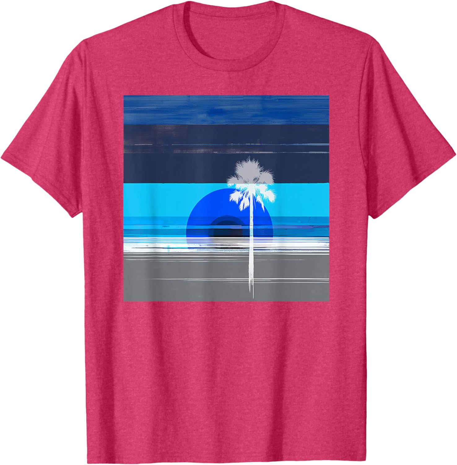 Stylish Palm Tree Tropical Landscape Abstract Art T-Shirt for Trendy Wear - 25