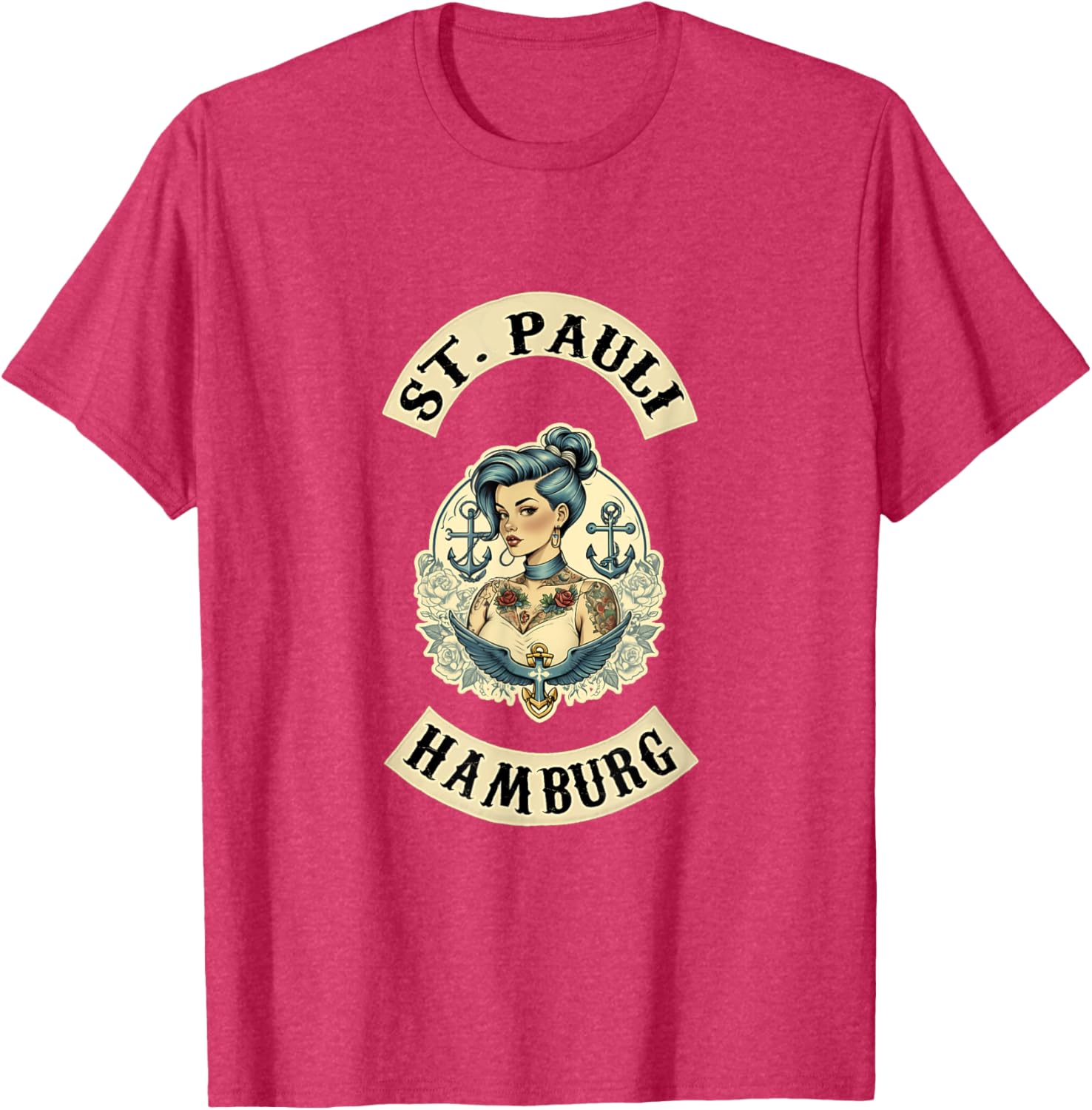 Hamburg St. Pauli Reeperbahn Sailor Tattoo Girl T-Shirt for Fans - 25