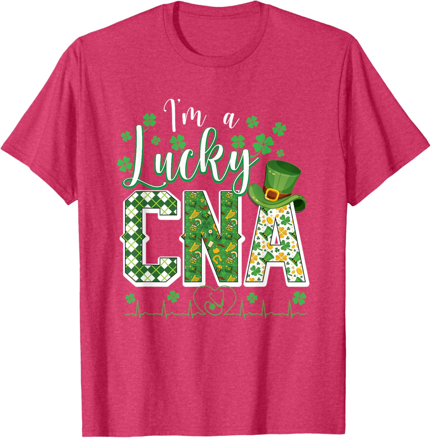 Funny Lucky CNA Nurse Shamrock St Patrick's Day T-Shirt for Scrubs - 1