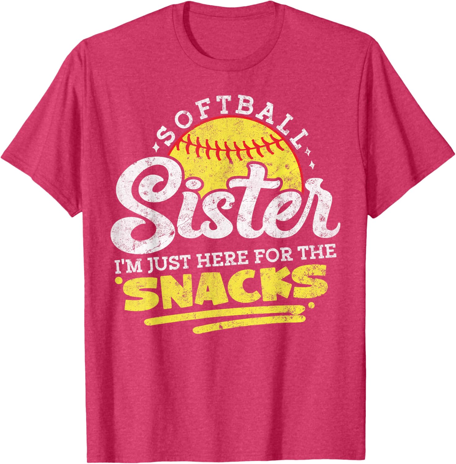 Softball Sister Funny Snack Lover Retro T-Shirt for Game Days - 20
