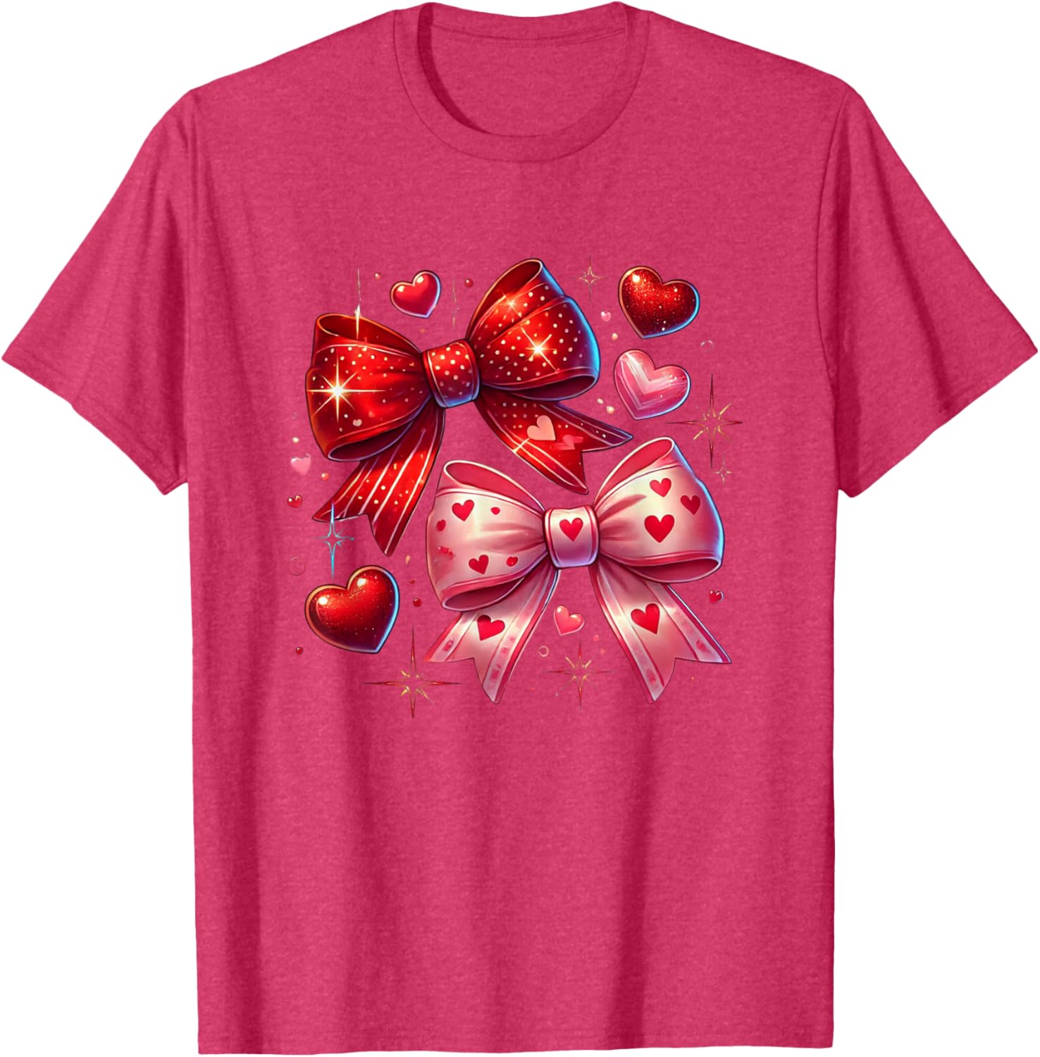 Heart Bows and Stars Romantic Love T-Shirt for Couples and Gifting - 25