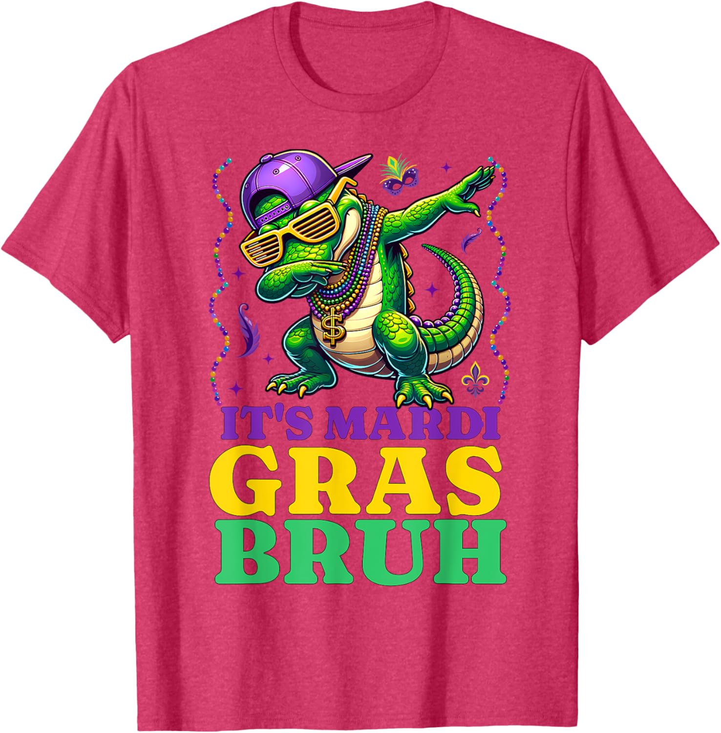 Mardi Gras Dabbing Alligator T-Shirt for Fun Costume Parades - 14