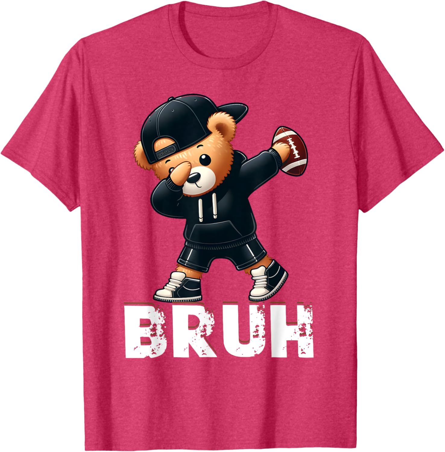 Funny Bruh Hip Hop Teddy Bear Dabbing Football T-Shirt for Boys - 2