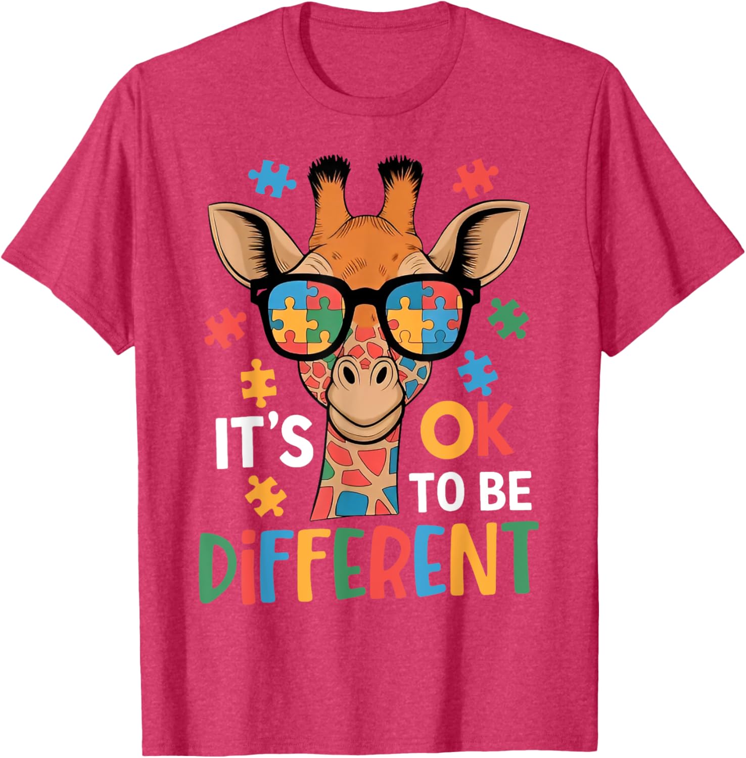 It's Okay to Be Different Giraffe Autism Awareness T-Shirt for Kids - 5