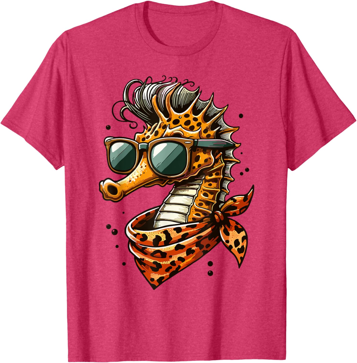 Seahorse with Leopard Scarf and Sunglasses Fun T-Shirt for Animal Lovers - 17