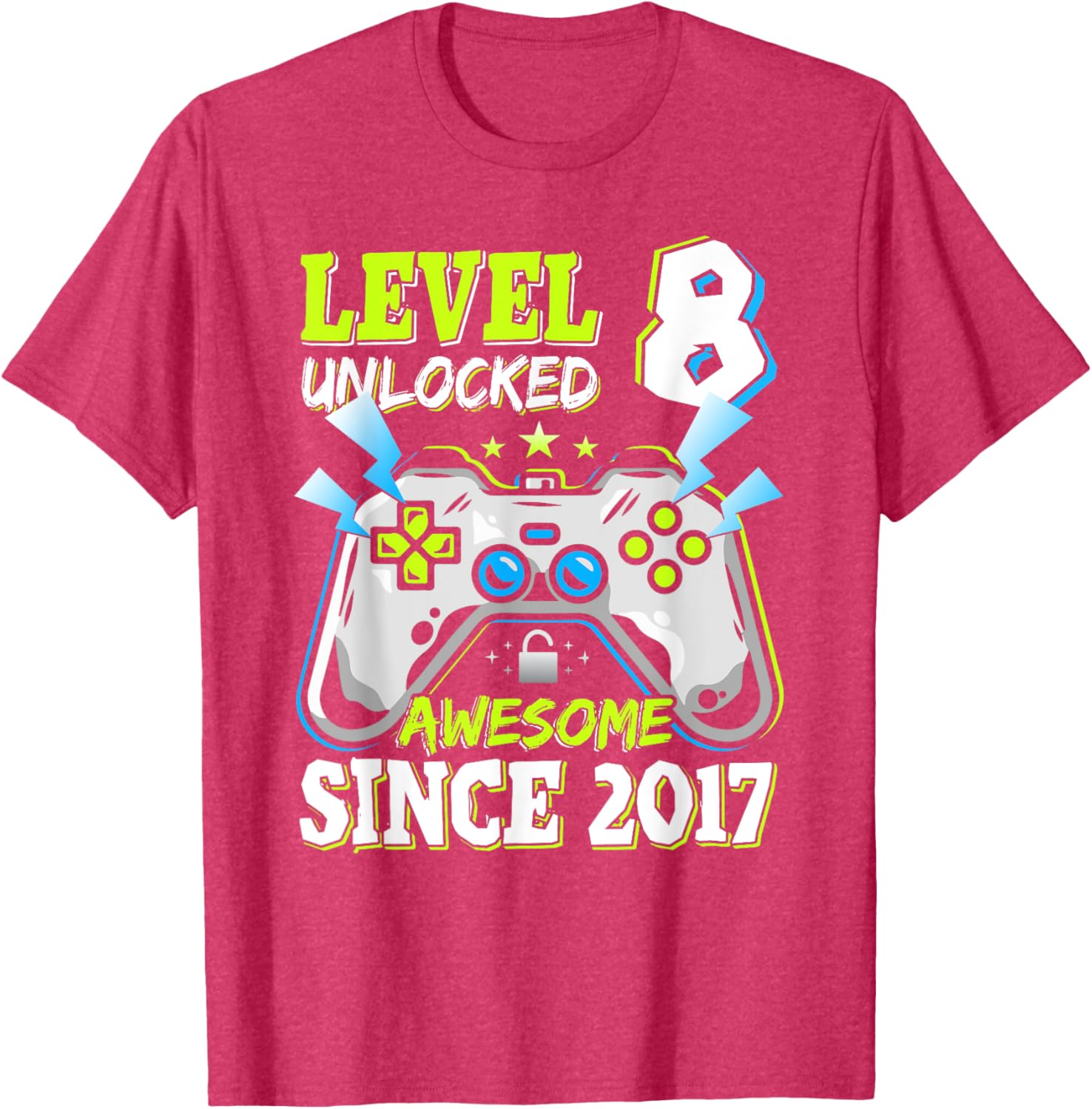 Level 8 Unlocked 2017 Video Game Birthday T-Shirt for Boys - 11