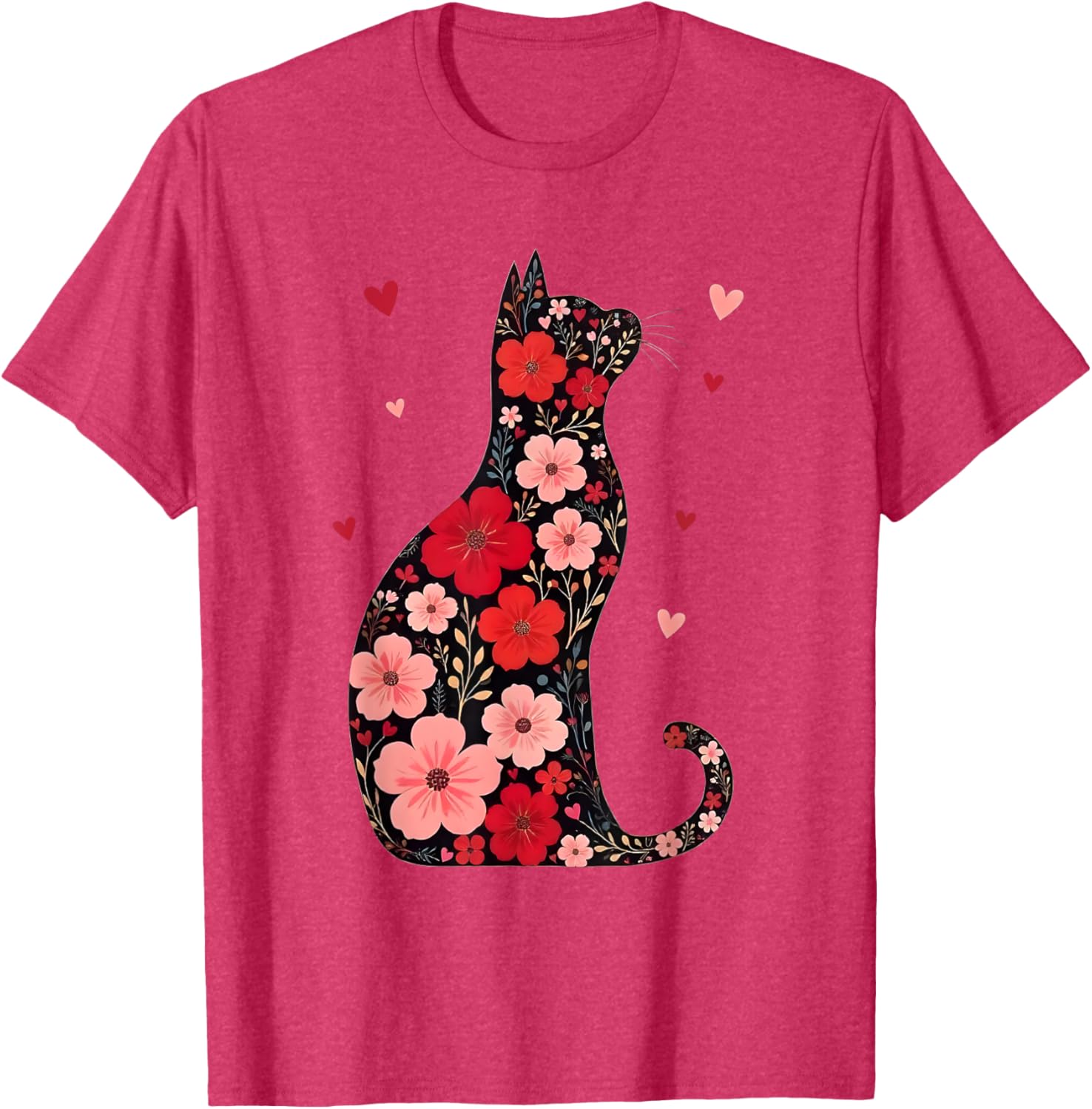 Happy Meowentine's Day Floral Cat T-Shirt for Women - Cute Valentine's Gift - 13