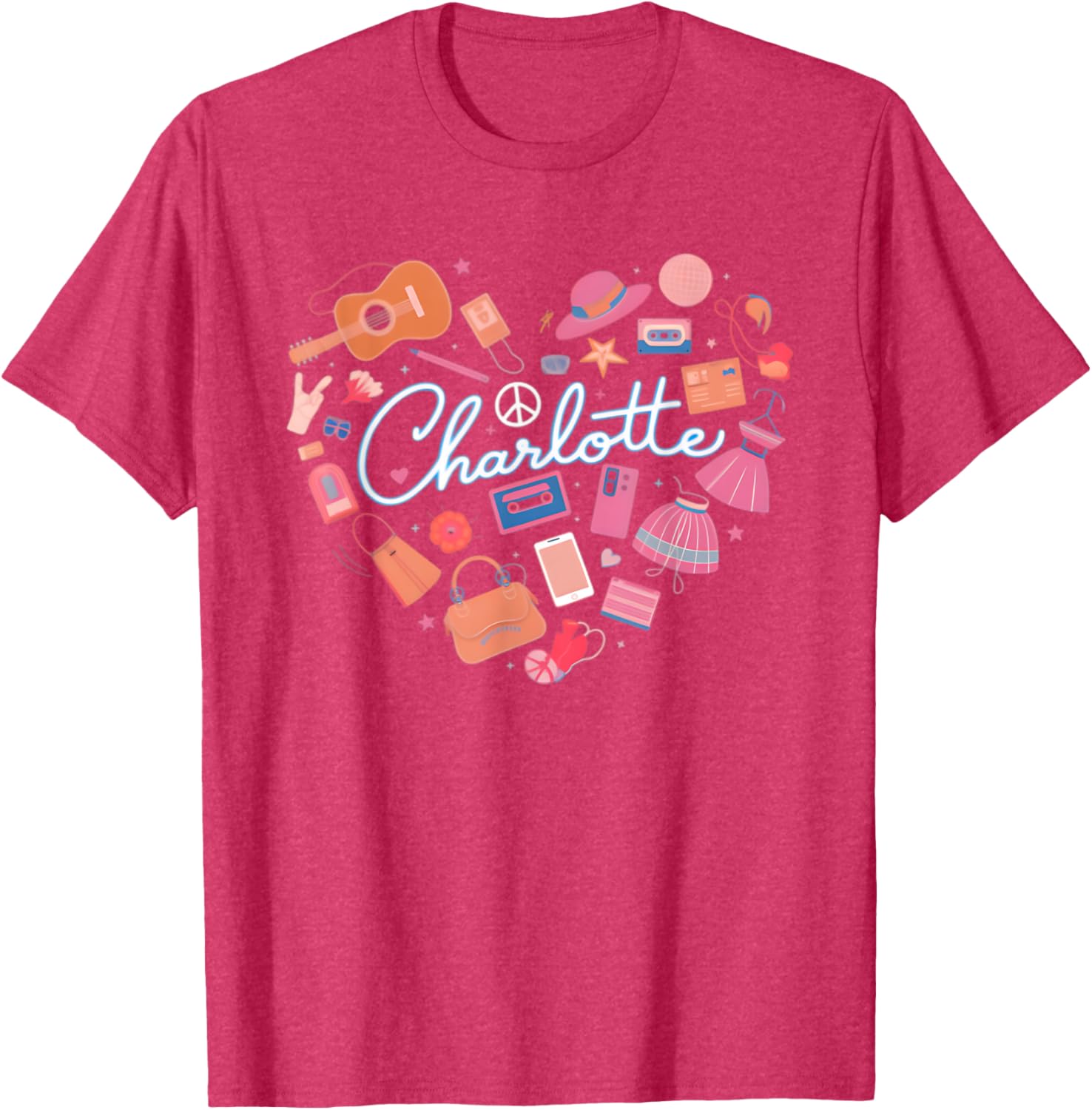 Personalized Charlotte Retro Heart T-Shirt for Girls - Cute Fashion Wear - 3