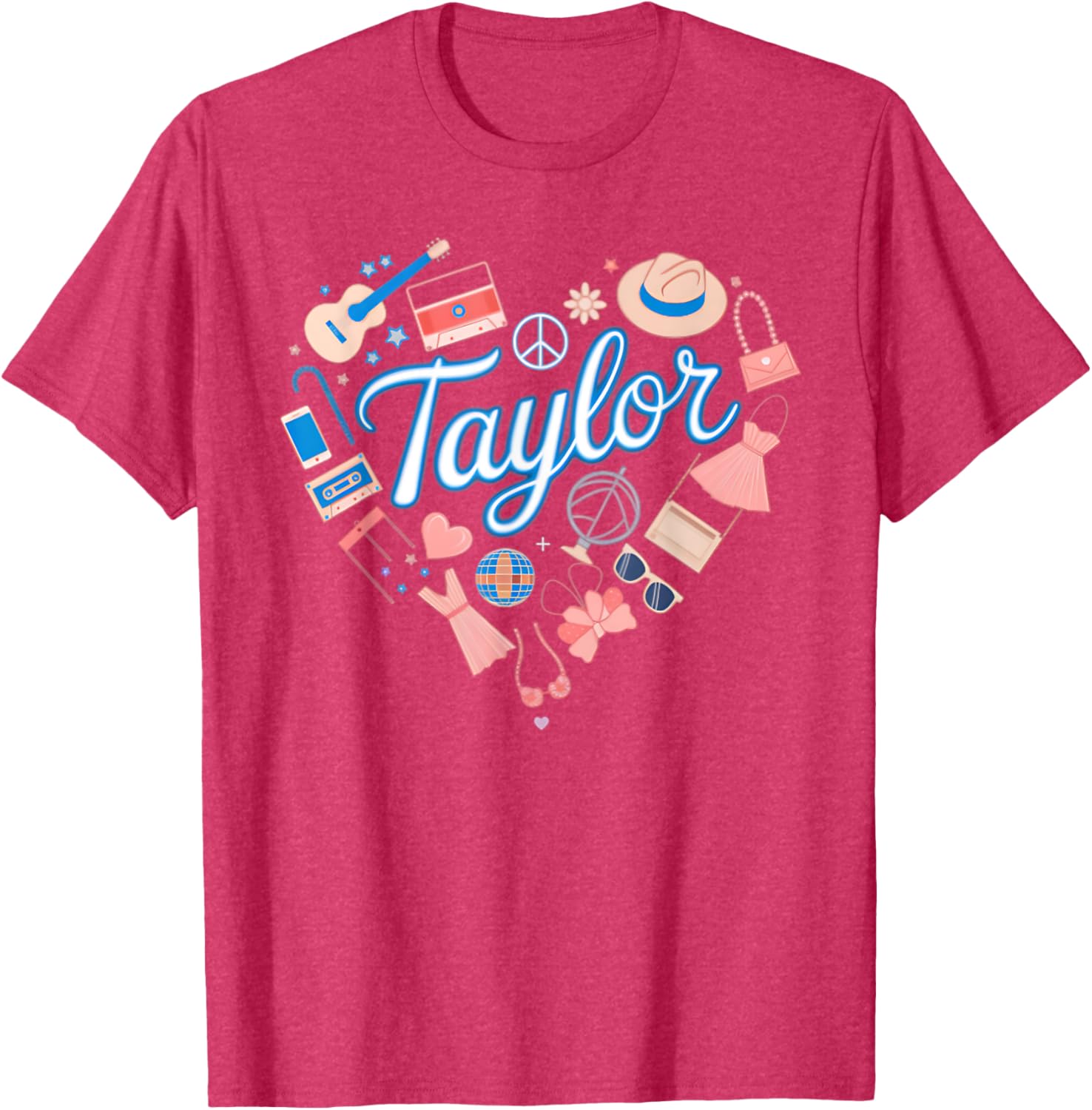 Personalized Girl Retro Heart T-Shirt with Taylor Name for Stylish Kids - 8