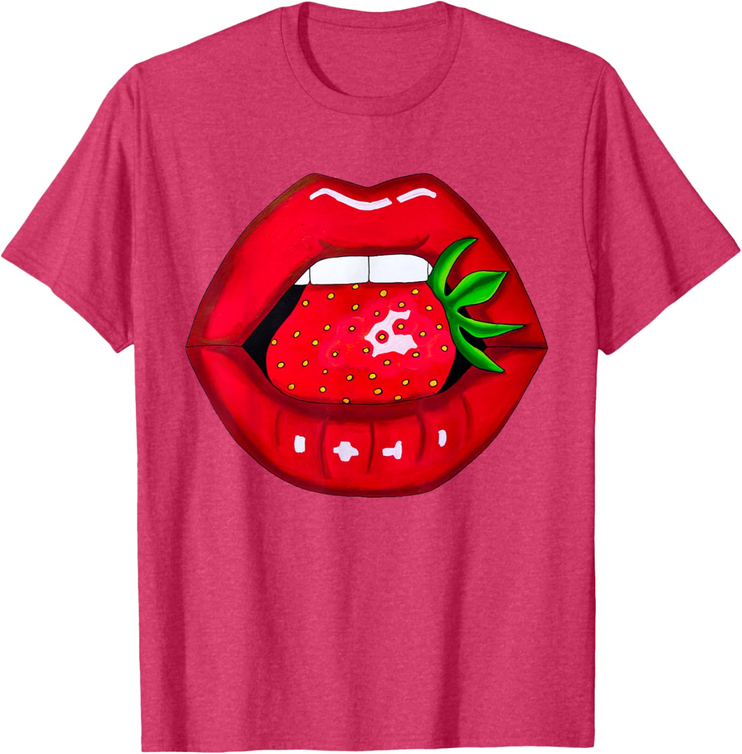 Sexy Strawberry Lips Red Lipstick Women's T-Shirt for Fun Fashion - 23