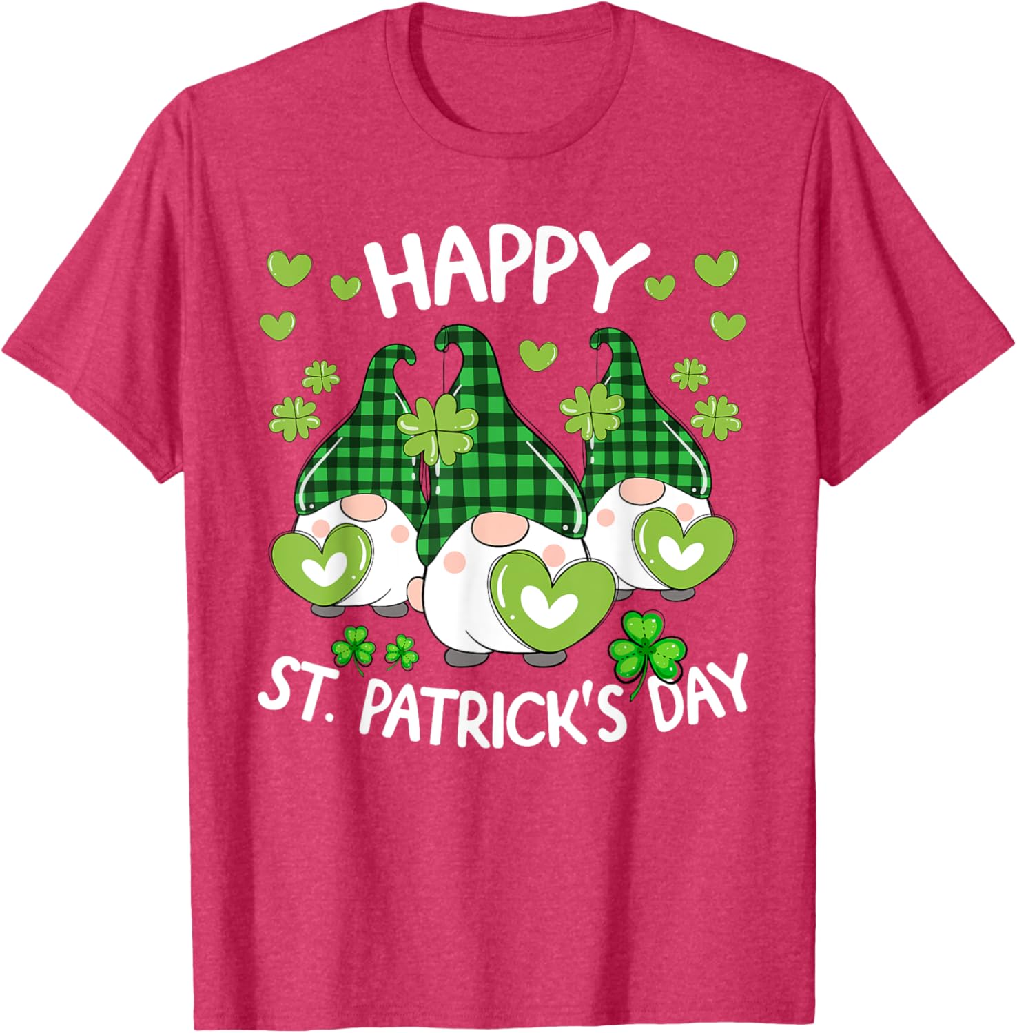Happy St Patricks Day Gnome Shamrock T-Shirt for Women and Kids - 15