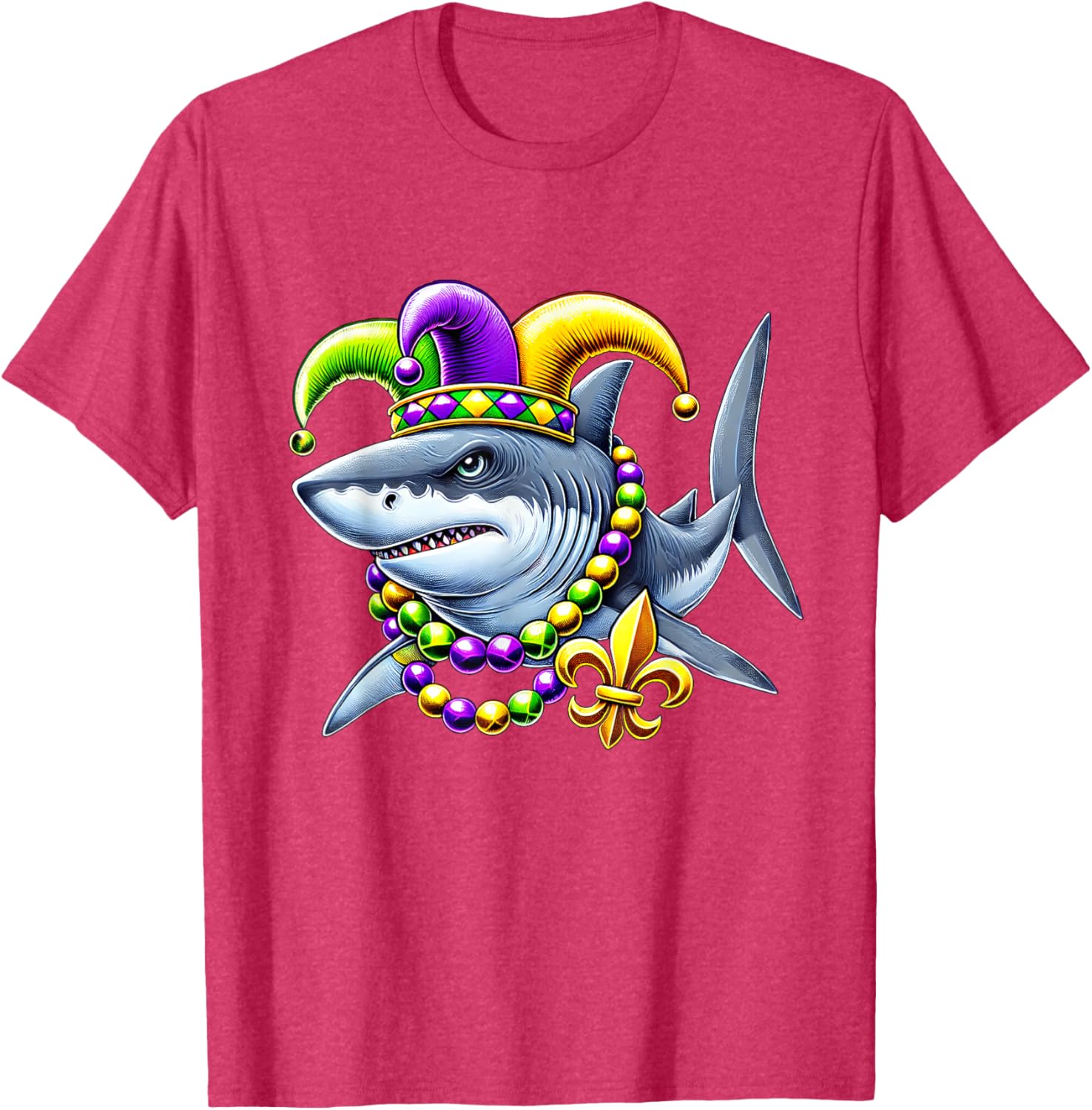 Jester Shark Beads Mardi Gras T-Shirt for Men, Women, and Kids - 13