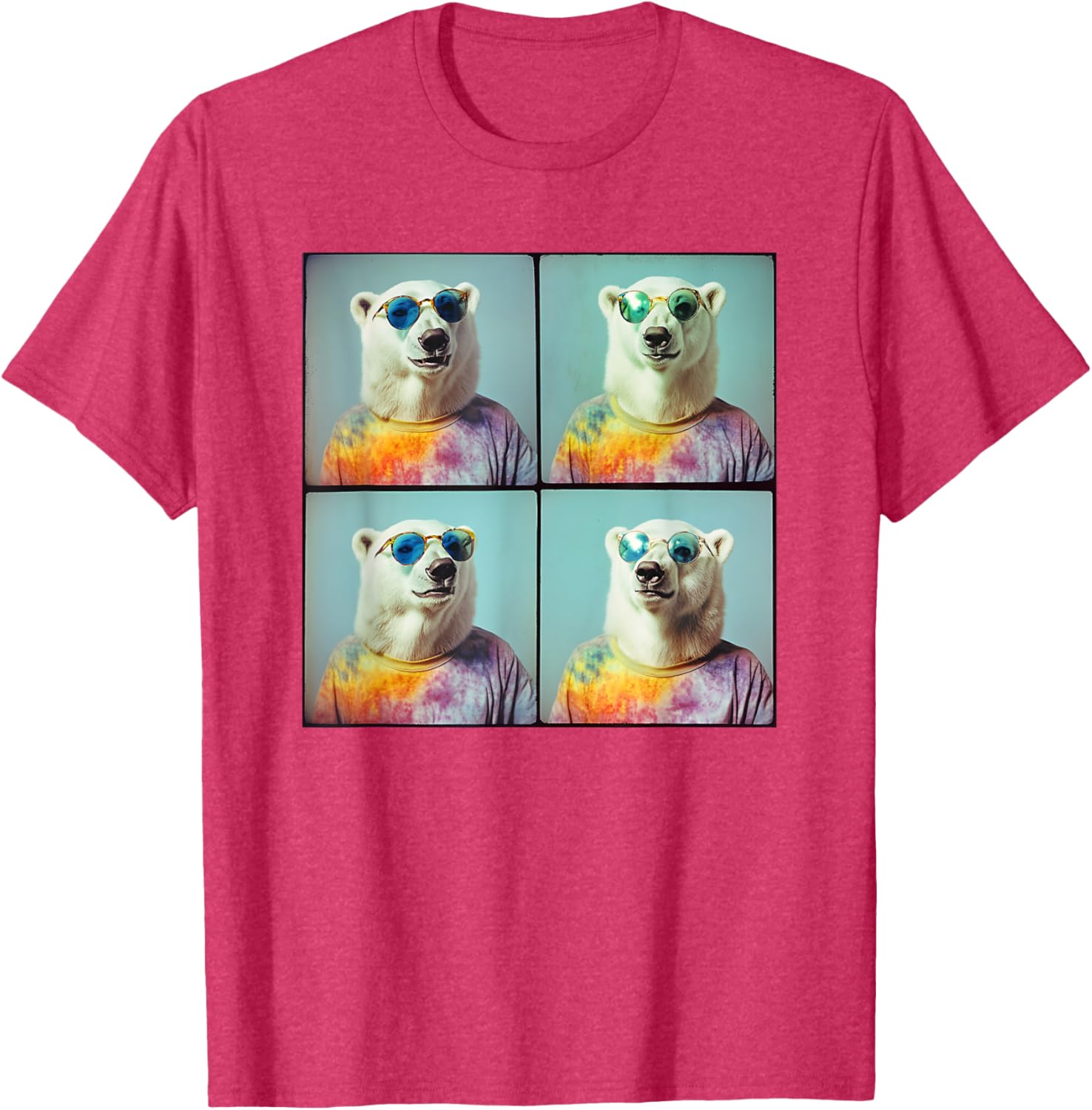 Colorful Tie Dye Polar Bear T-Shirt for Unique Hippie Style Fun - 17