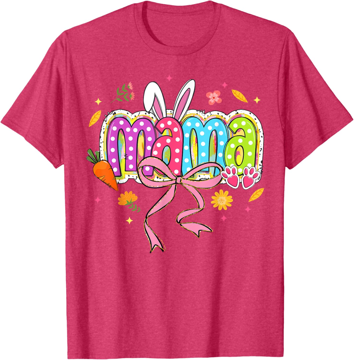 Boho Floral Coquette Bow Mama Bunny Easter Family T-Shirt for Moms - 18