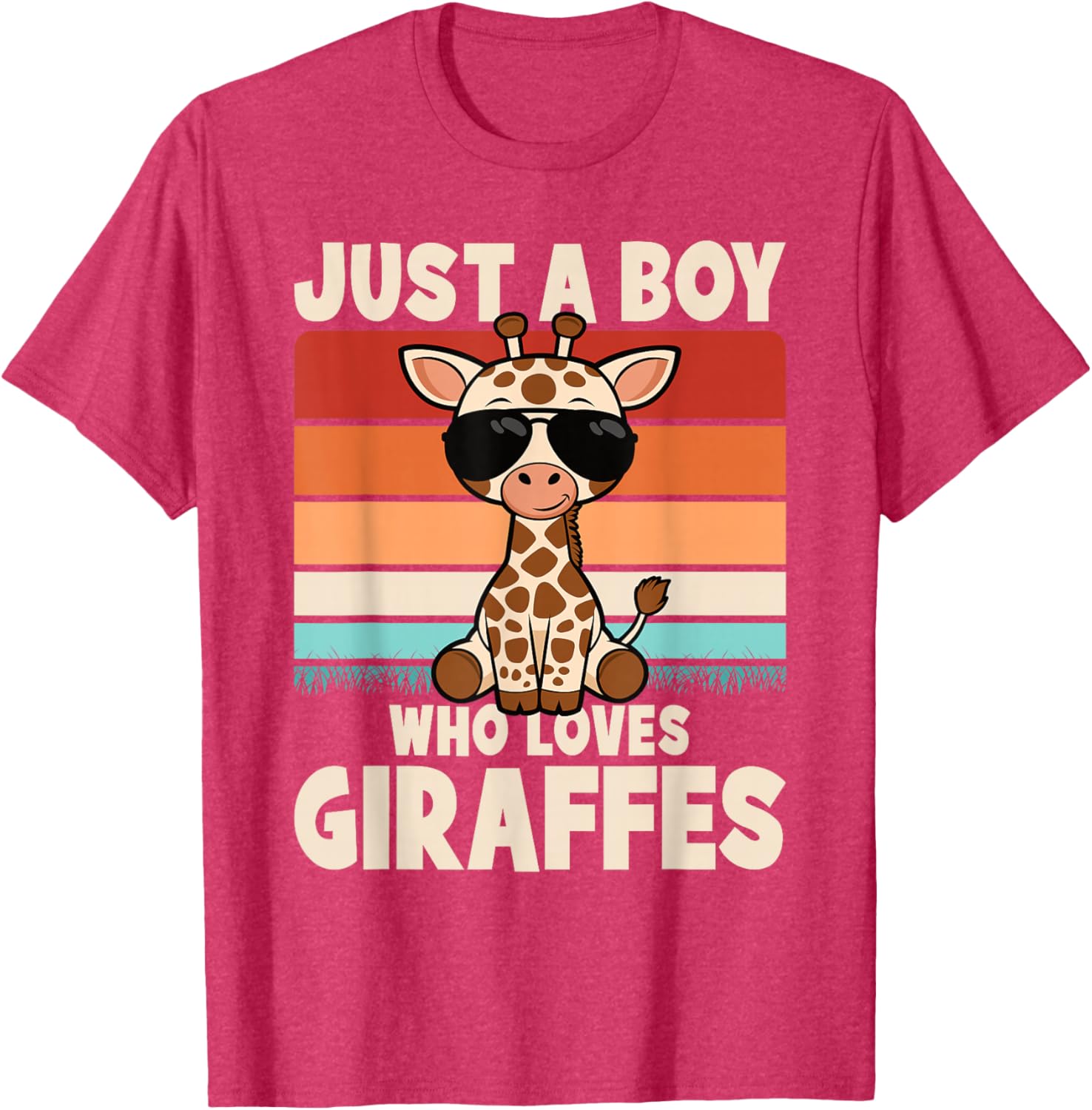 Just A Boy Who Loves Giraffes Retro Wild Animal Kids T-Shirt - 10