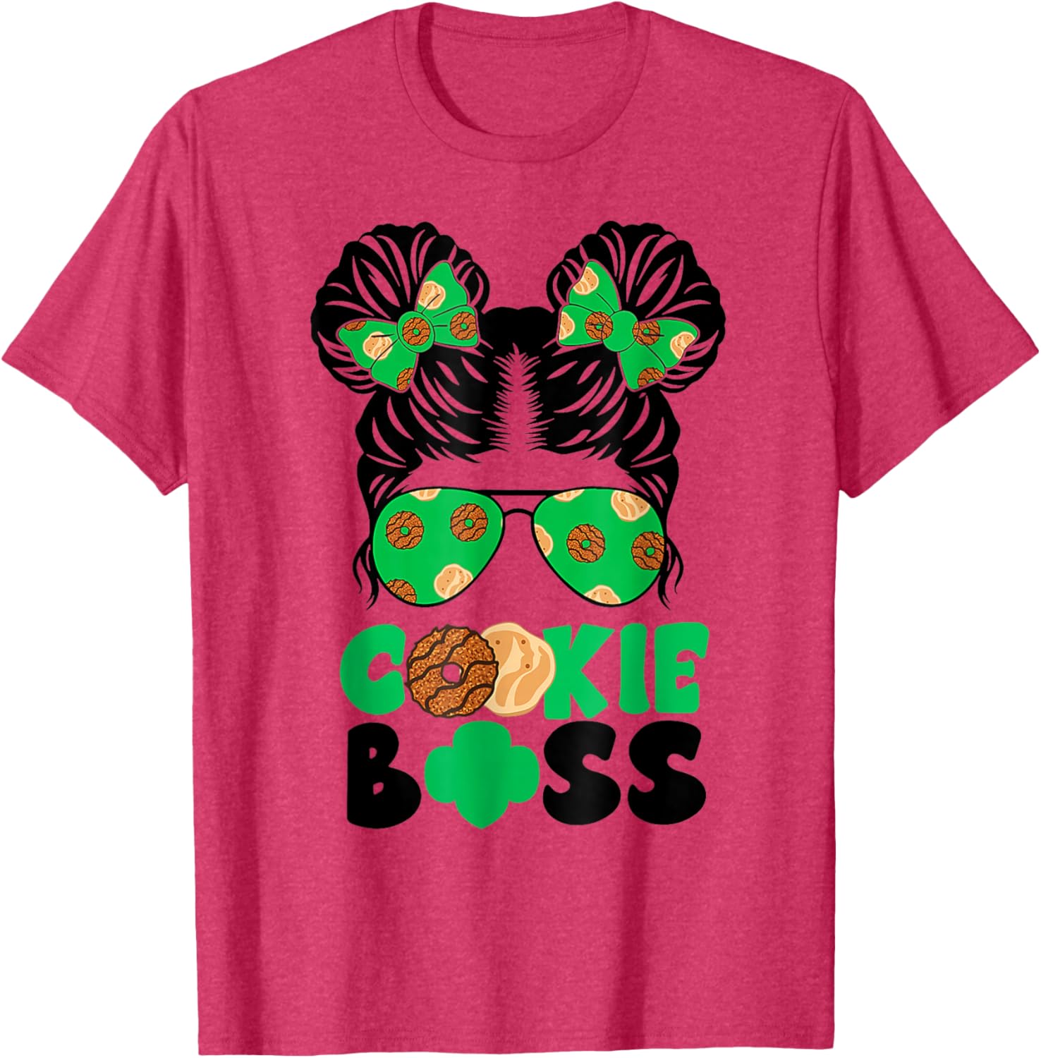 Scout Cookie Boss Girls Messy Bun Sunglasses T-Shirt for Kids - 4