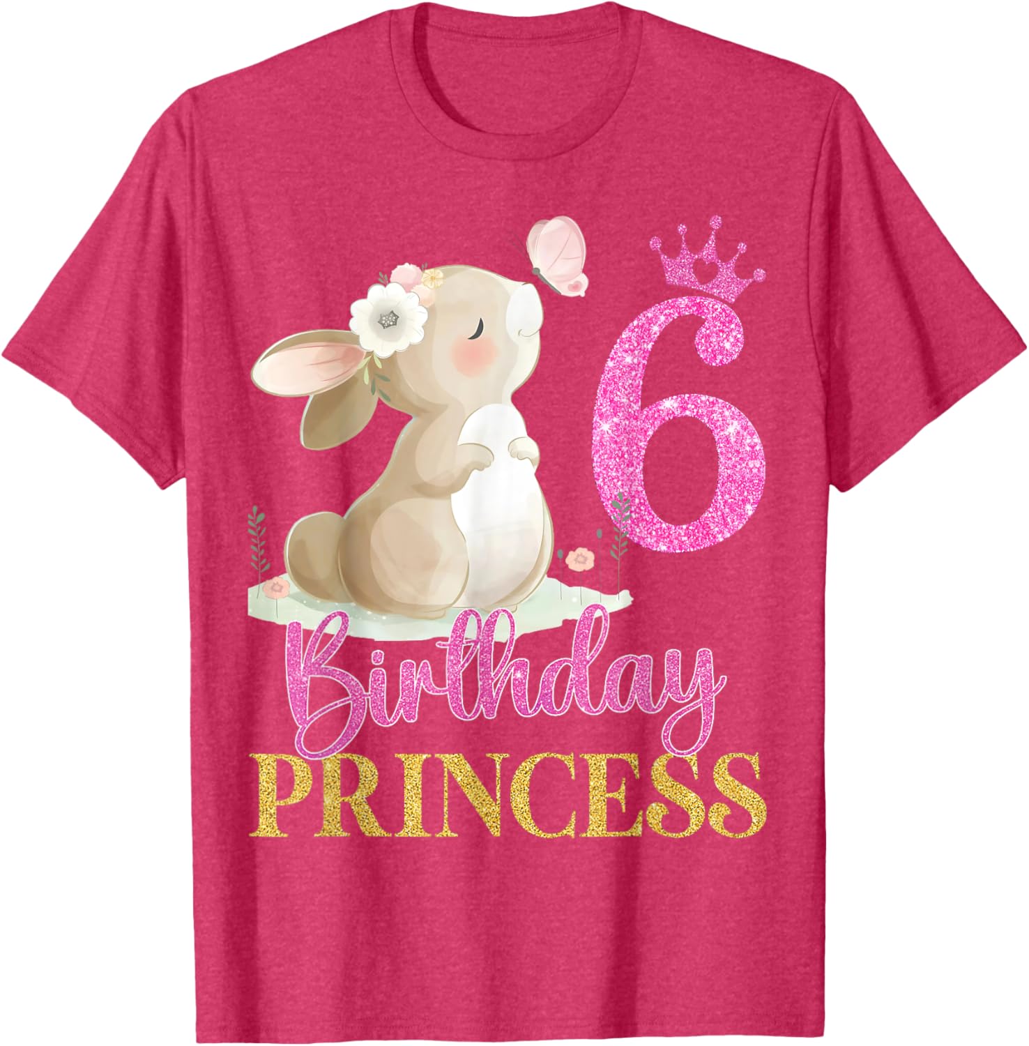 Adorable Rabbit Princess T-Shirt for 6th Birthday Girls - Perfect Gift! - 6