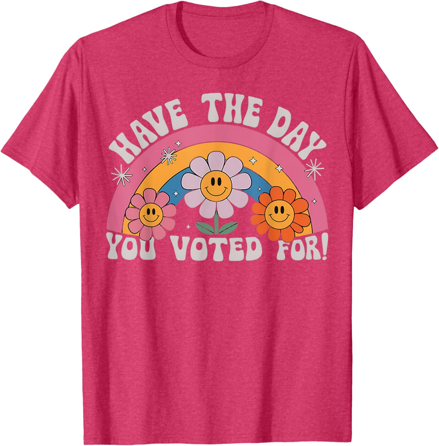 Funny Groovy Rainbow Flower T-Shirt Perfect for Voting Day Pride - 6