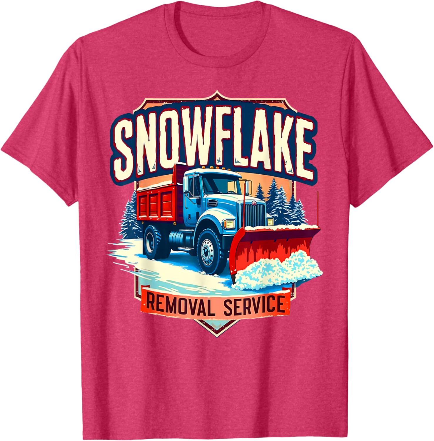 Snowflake Removal Service Truck Winter Supporter T-Shirt for Snow Days - 14