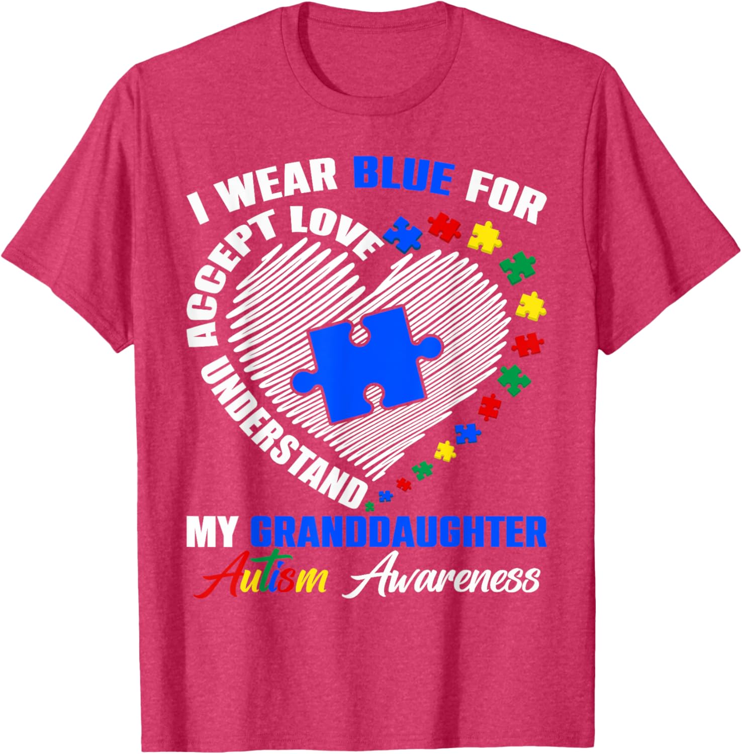 Blue Puzzle Pie T-Shirt for Autism Awareness - Perfect for Granddaughters - 25