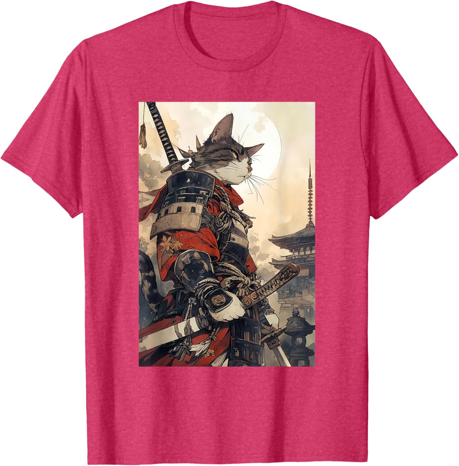 Samurai Cat Graphic Tee Vintage Japanese Art for Men, Women, Kids - 14