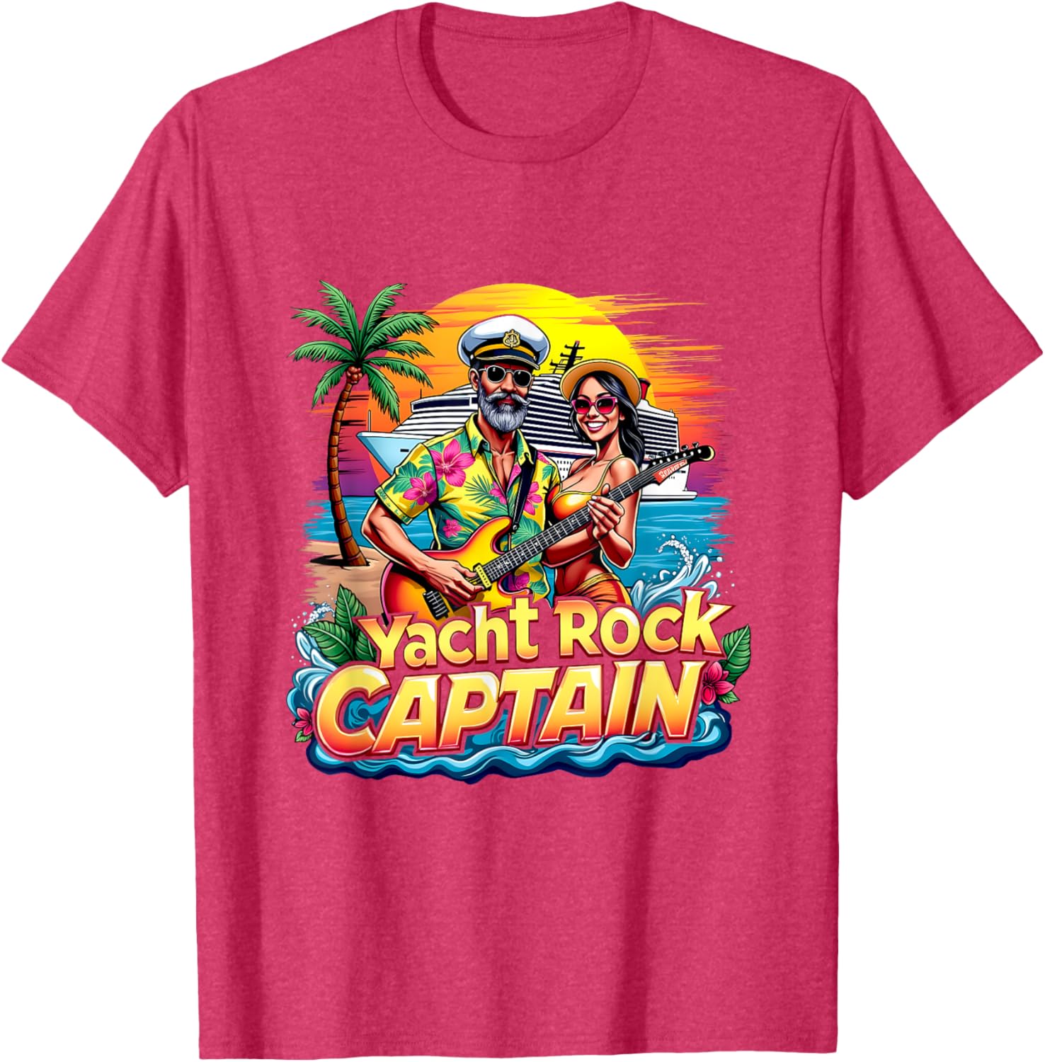 Retro Yacht Rock Captain Tropical Cruise Squad T-Shirt for Fun Parties - 2