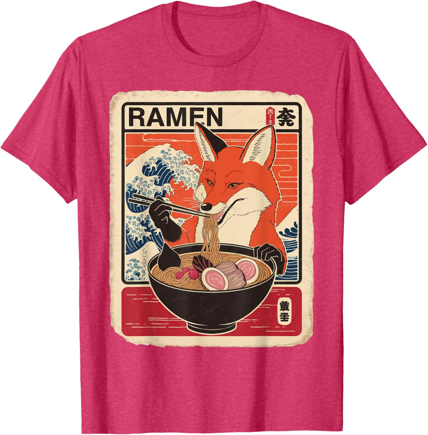 Kawaii Fox Ramen Graphic T-Shirt Cute Ezo Orange Fox Apparel - 19