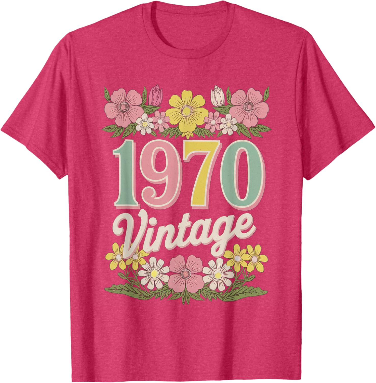 Vintage 1970 Retro Flower Birthday T-Shirt for Daughters and Women - 15