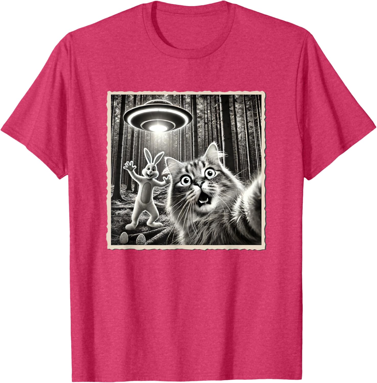 Funny Easter Bunny T-Shirt with Cat and UFO Selfie Design for Kids - 21