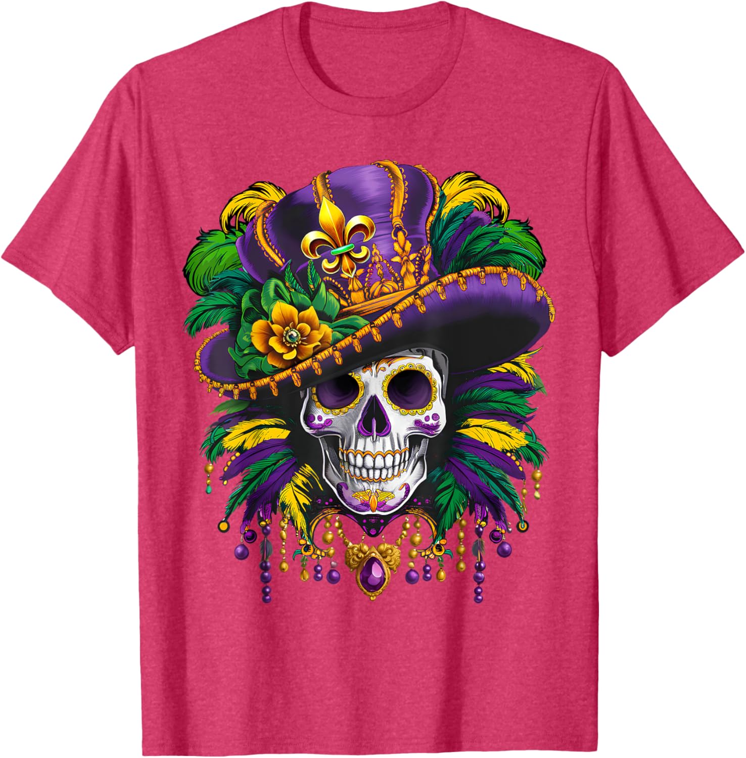 Mardi Gras Sugar Skull T-Shirt for New Orleans Carnival Fun - 24