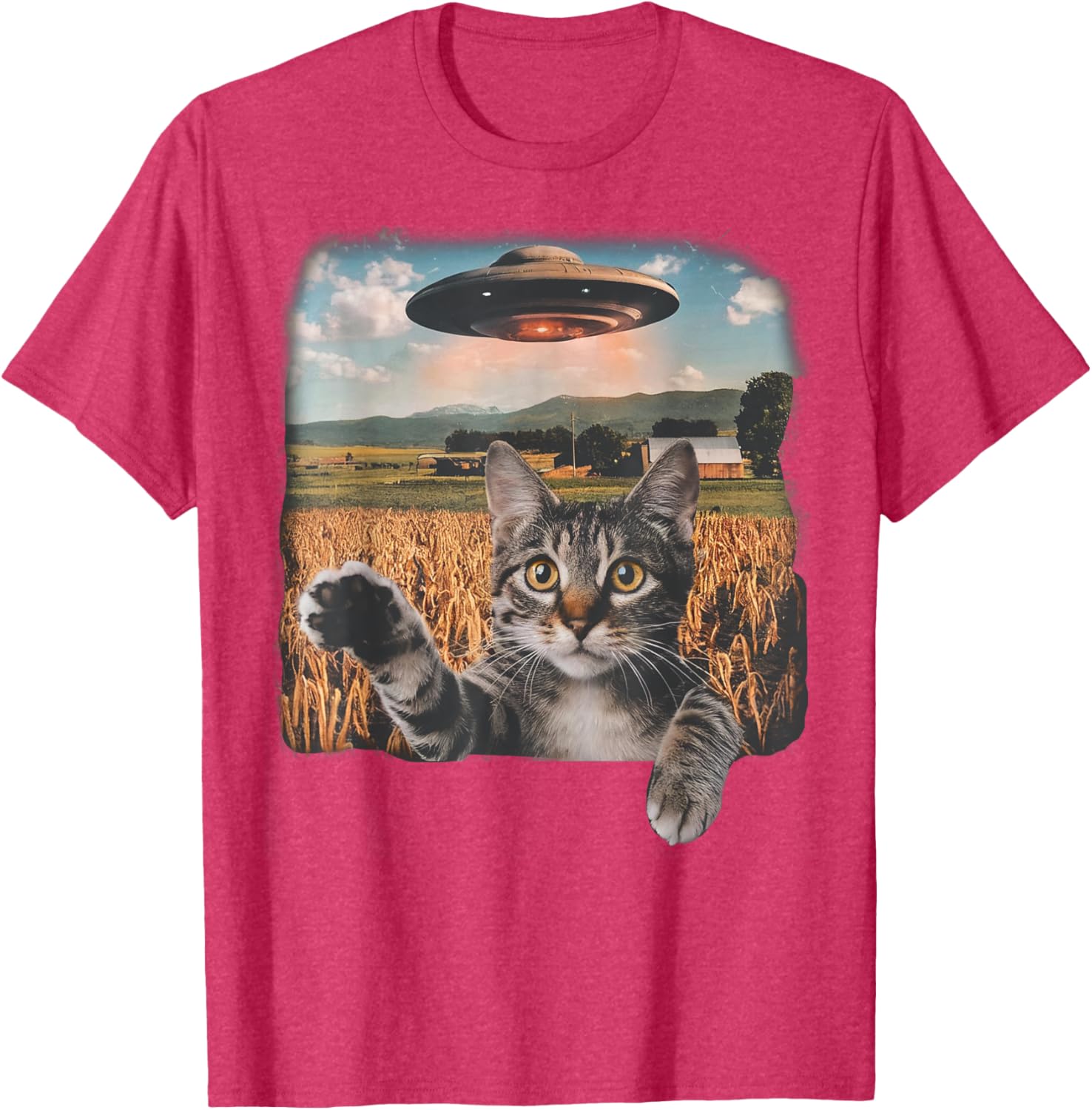 Cat Selfie with Alien UFO T-Shirt for Men, Women, and Kids - 5