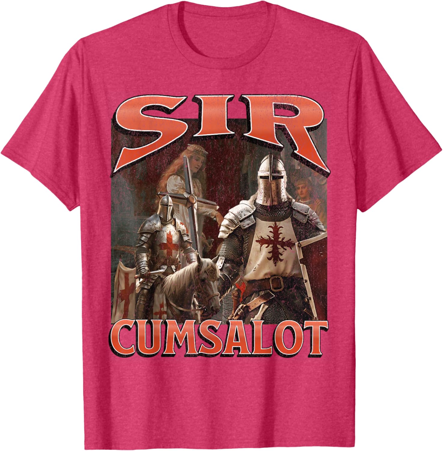 Humorous Sir Cumsalot Knight Meme Bootleg Graphic T-Shirt for Fun Fashion - 19