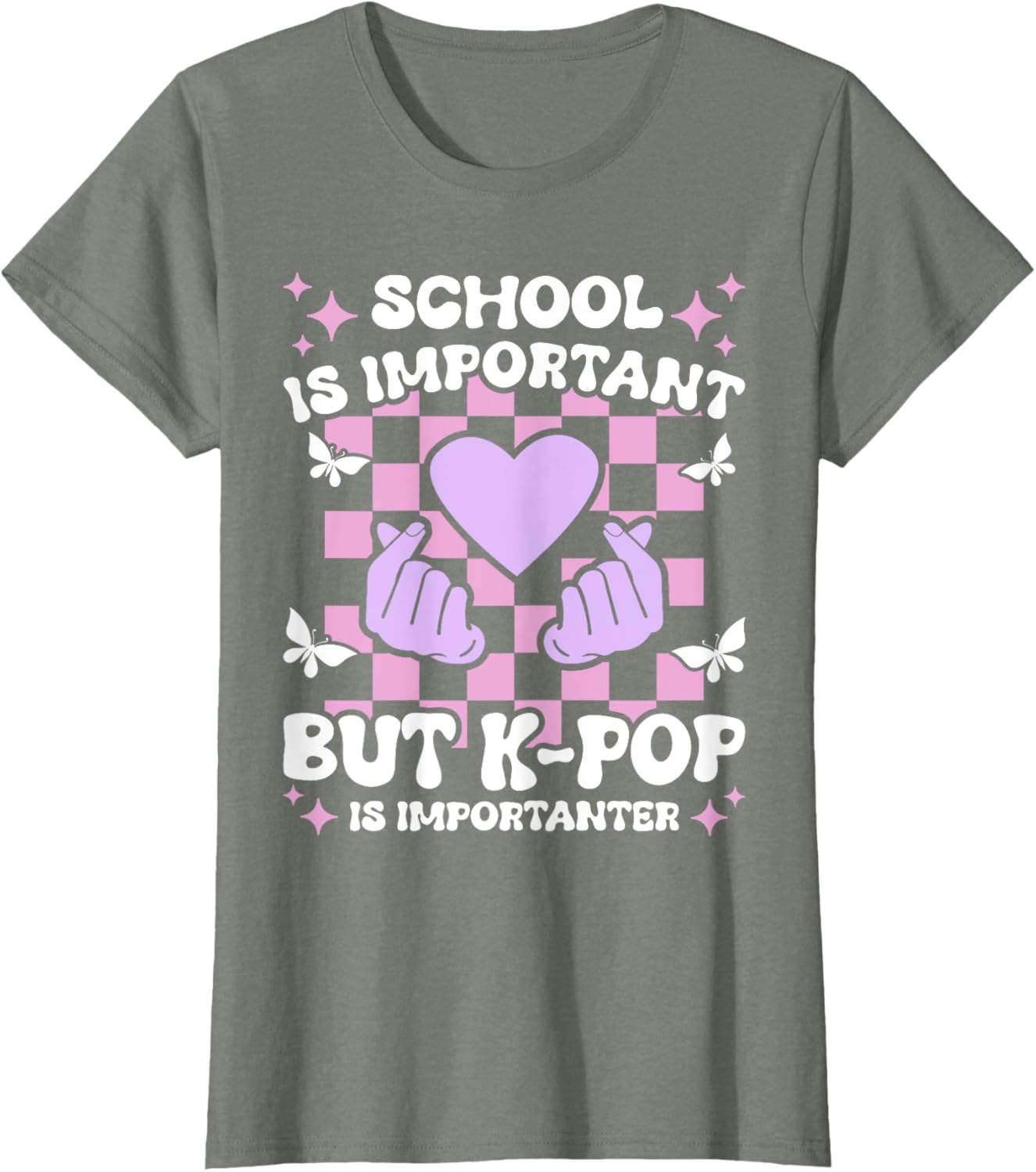 Funny K-Pop T-Shirt for Girls - School is Important, K-Pop is Importanter - 1