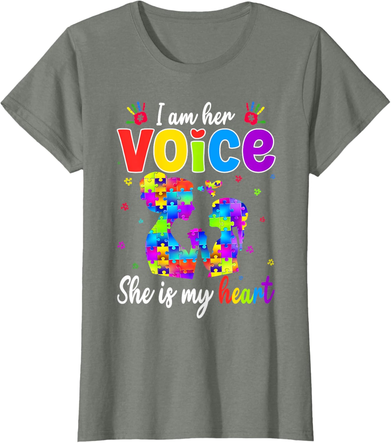 Autism Mom I'm Her Voice She Is My Heart T-Shirt for Proud Mothers - 4