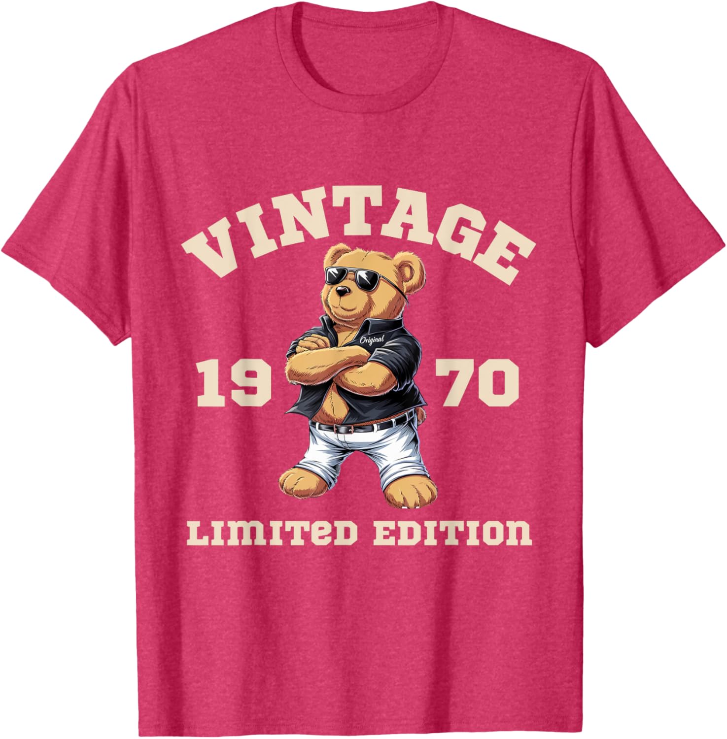 Mens Vintage 55th Birthday Teddy Bear T-Shirt for 1970 Born Lovers - 12