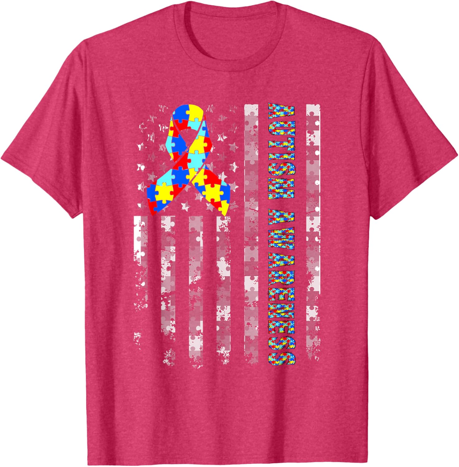 Autism Awareness USA Flag T-Shirt for Moms and Dads - Support and Love - 18