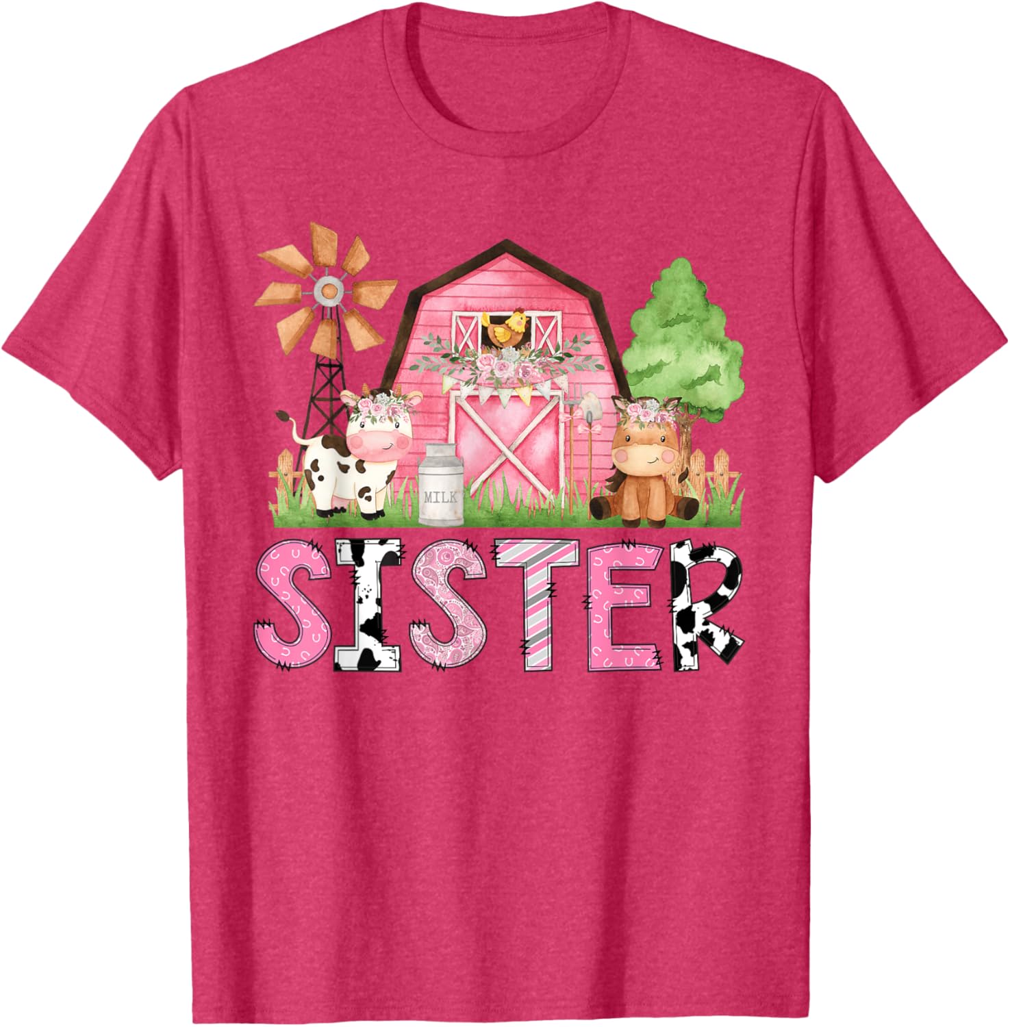 Sister Pink Farm Animal Birthday Matching Family T-Shirt for Kids - 9